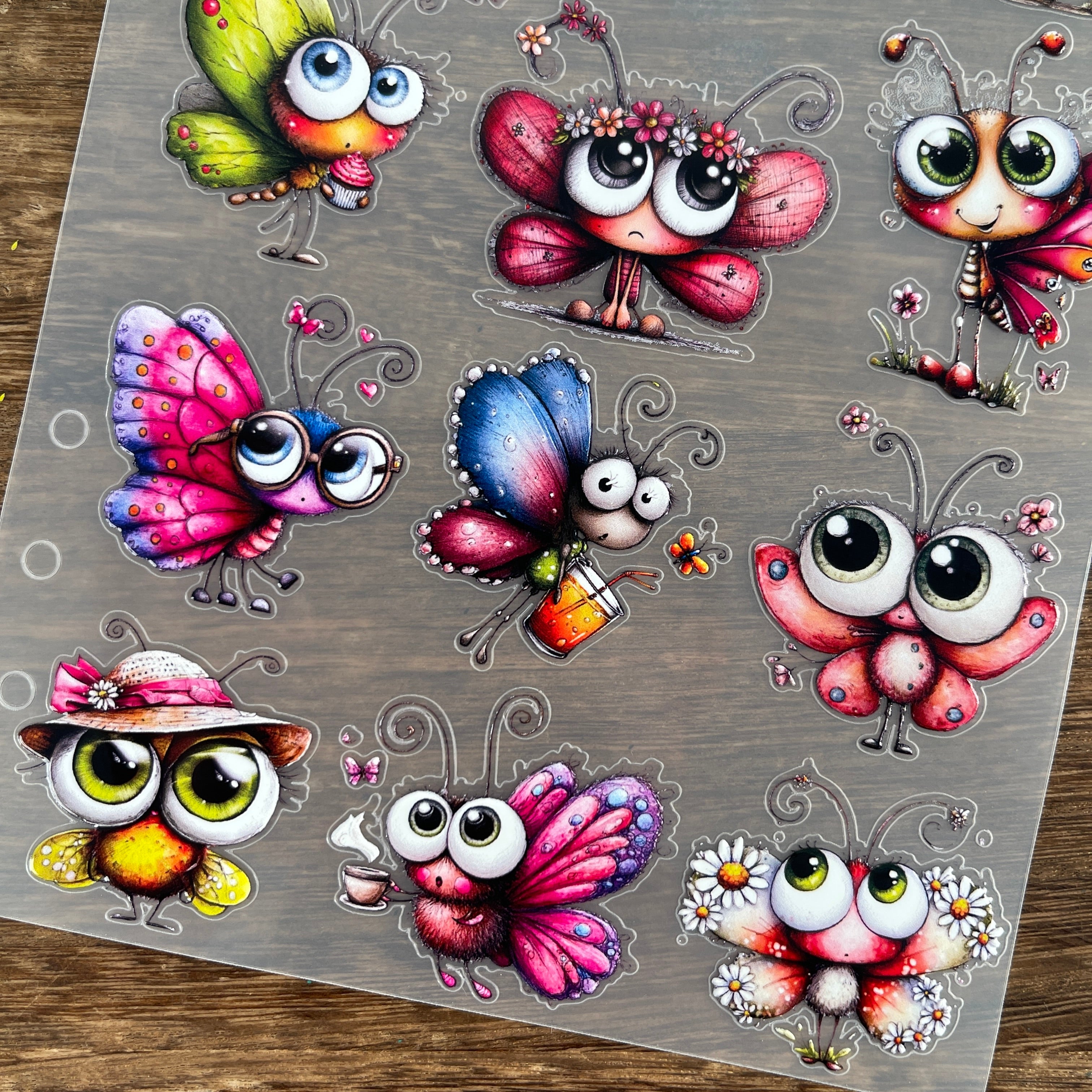 3D Whimsical Butterflies PET Sticker 1 Pcs