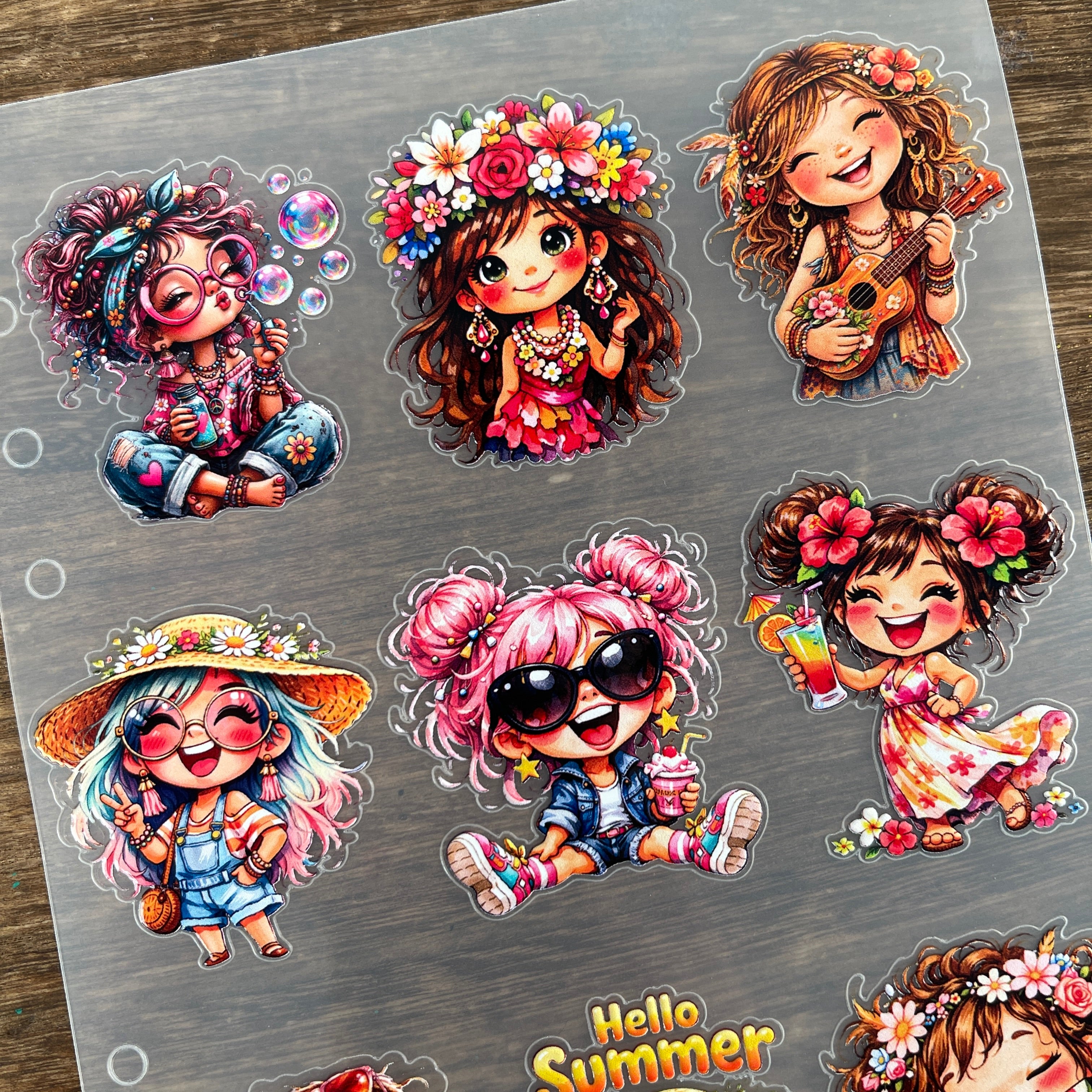 3D Summer Girl PET Sticker 1 Pcs