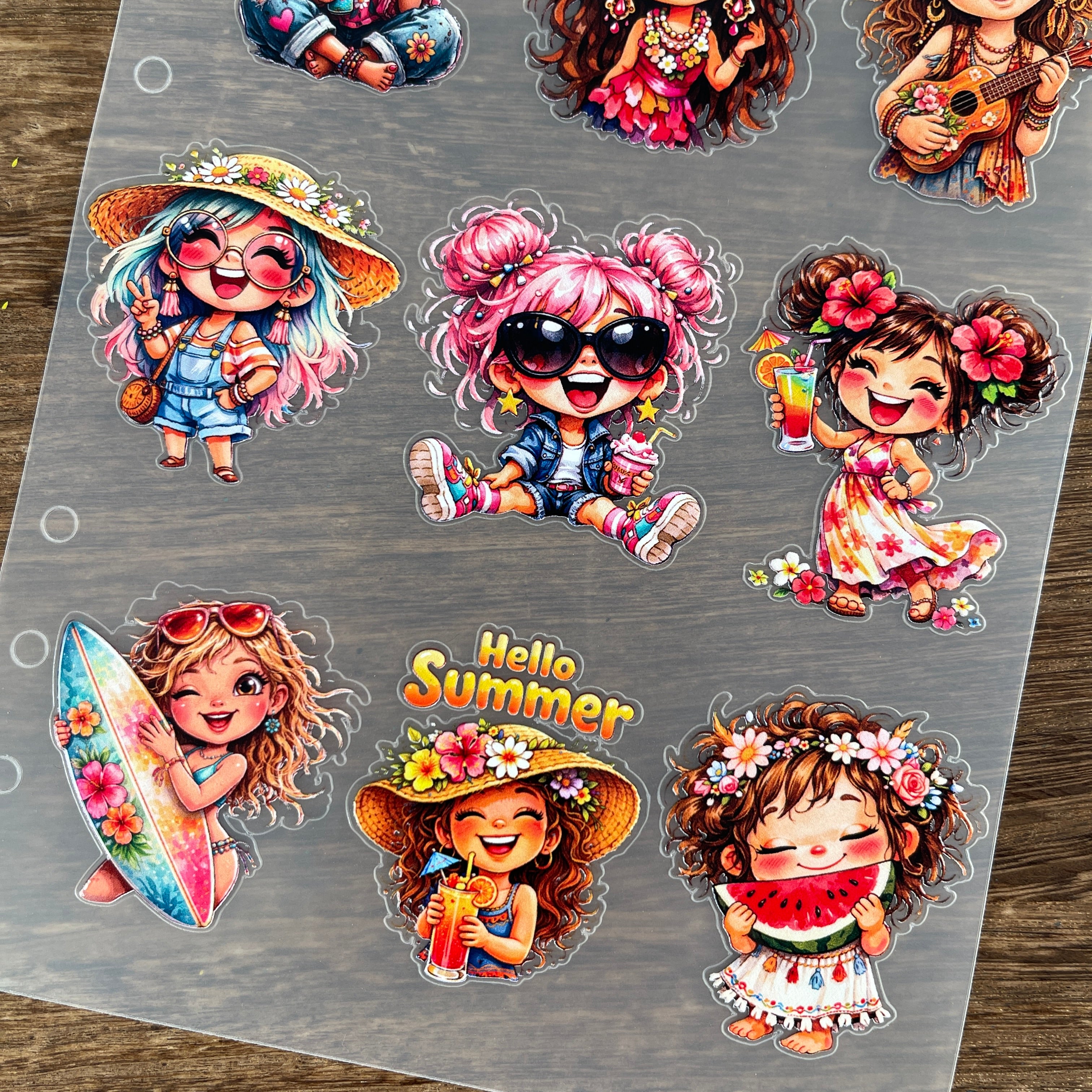 3D Summer Girl PET Sticker 1 Pcs