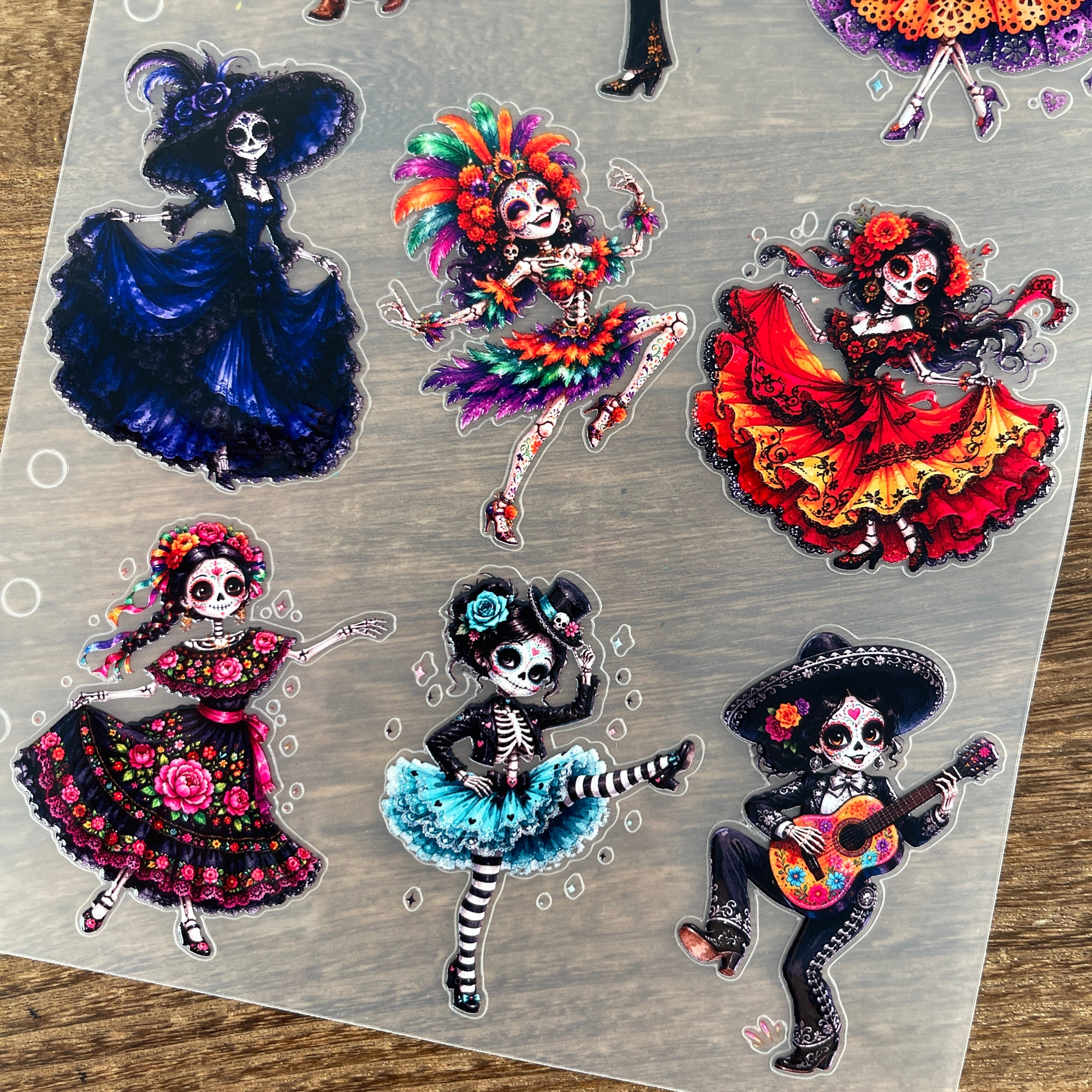 3D Dancing Girl of the Day of the Dead PET Sticker 1 Pcs