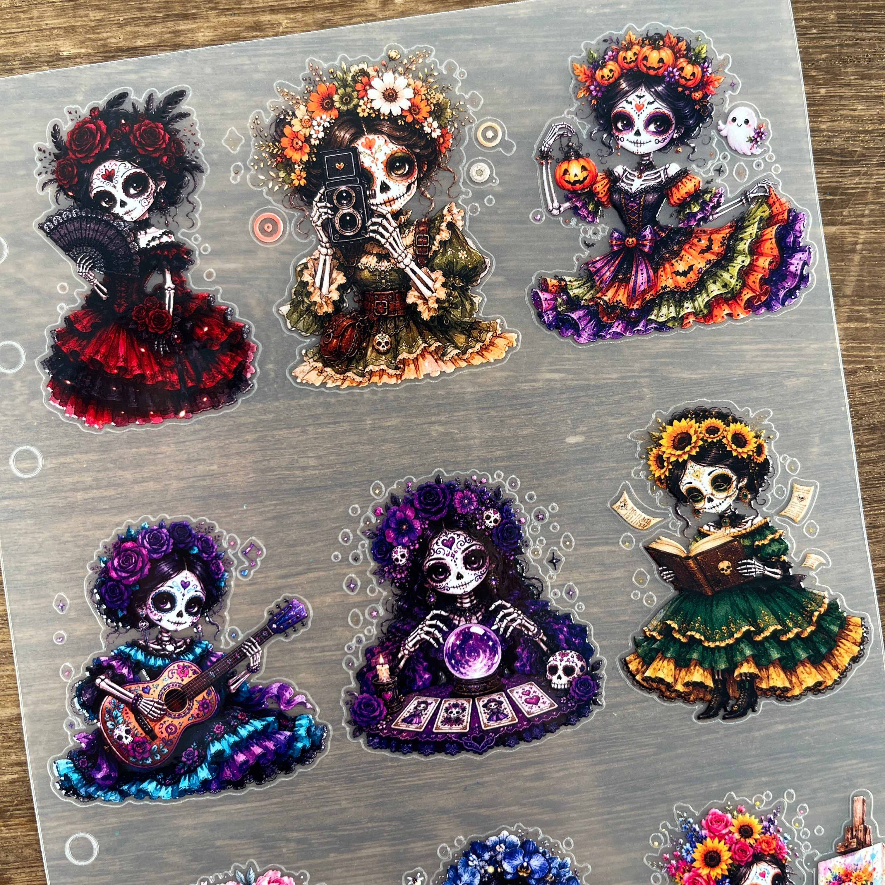 3D Day of the Dead Girl PET Sticker 1 Pcs