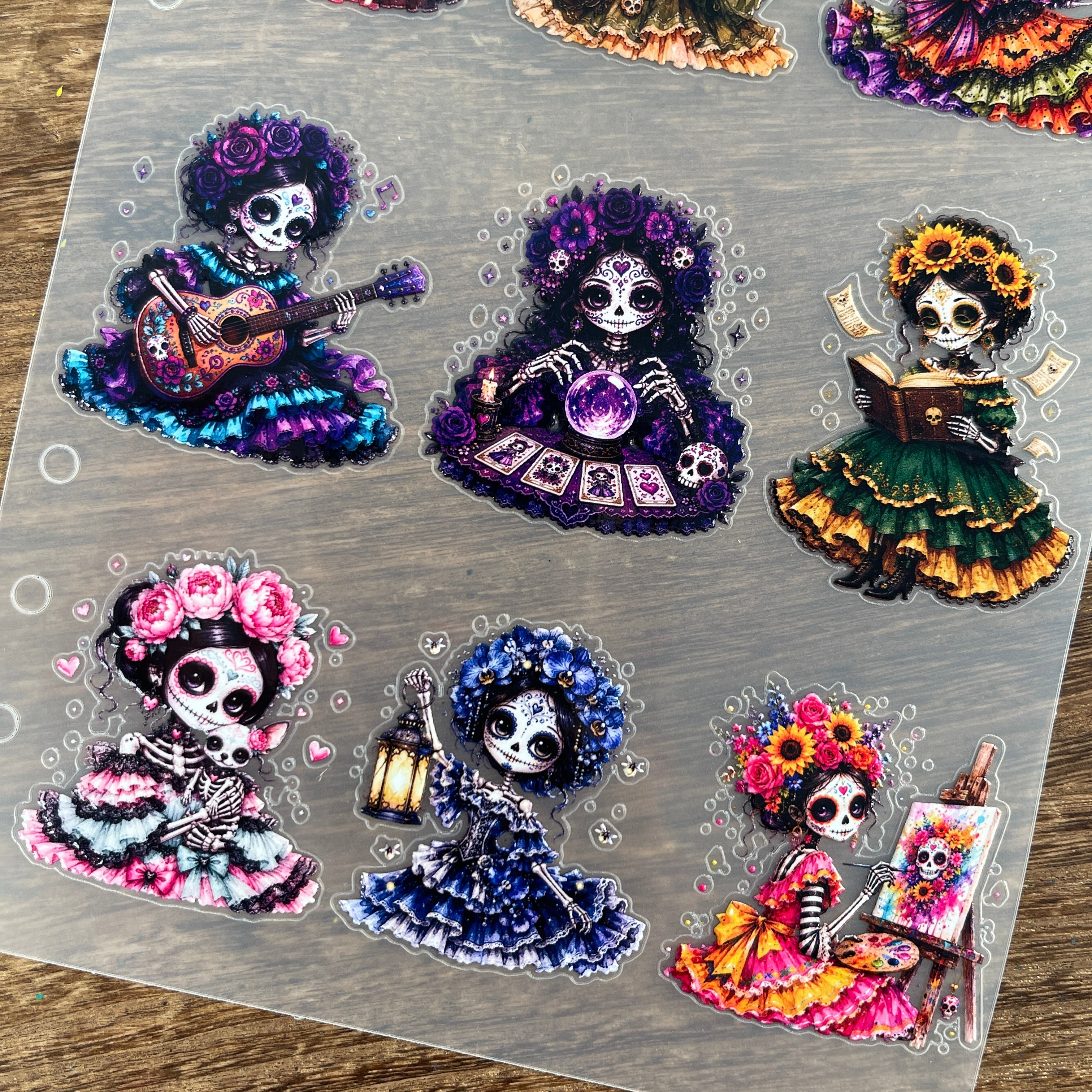 3D Day of the Dead Girl PET Sticker 1 Pcs