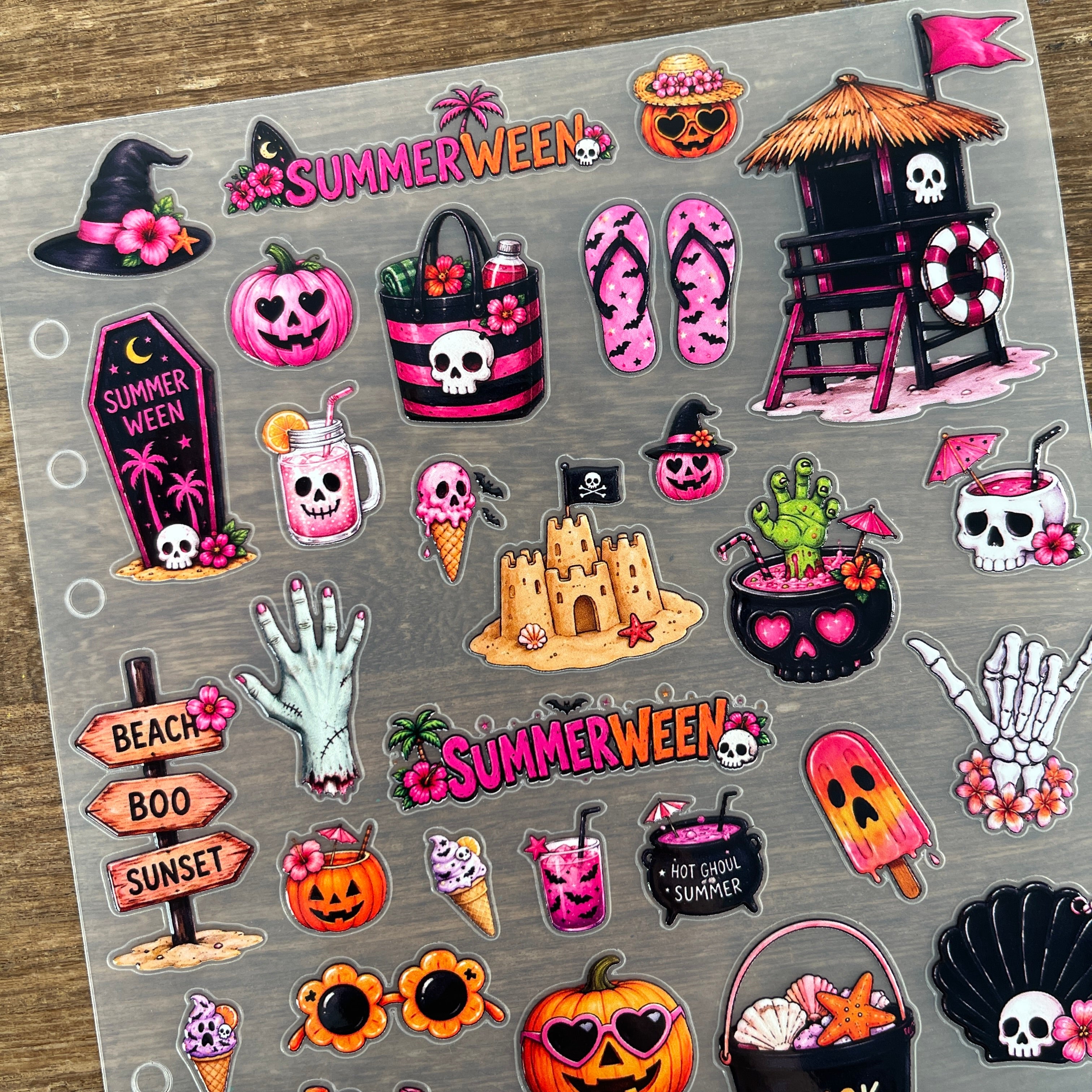 3D Summer Halloween Decor PET Sticker 1 Pcs