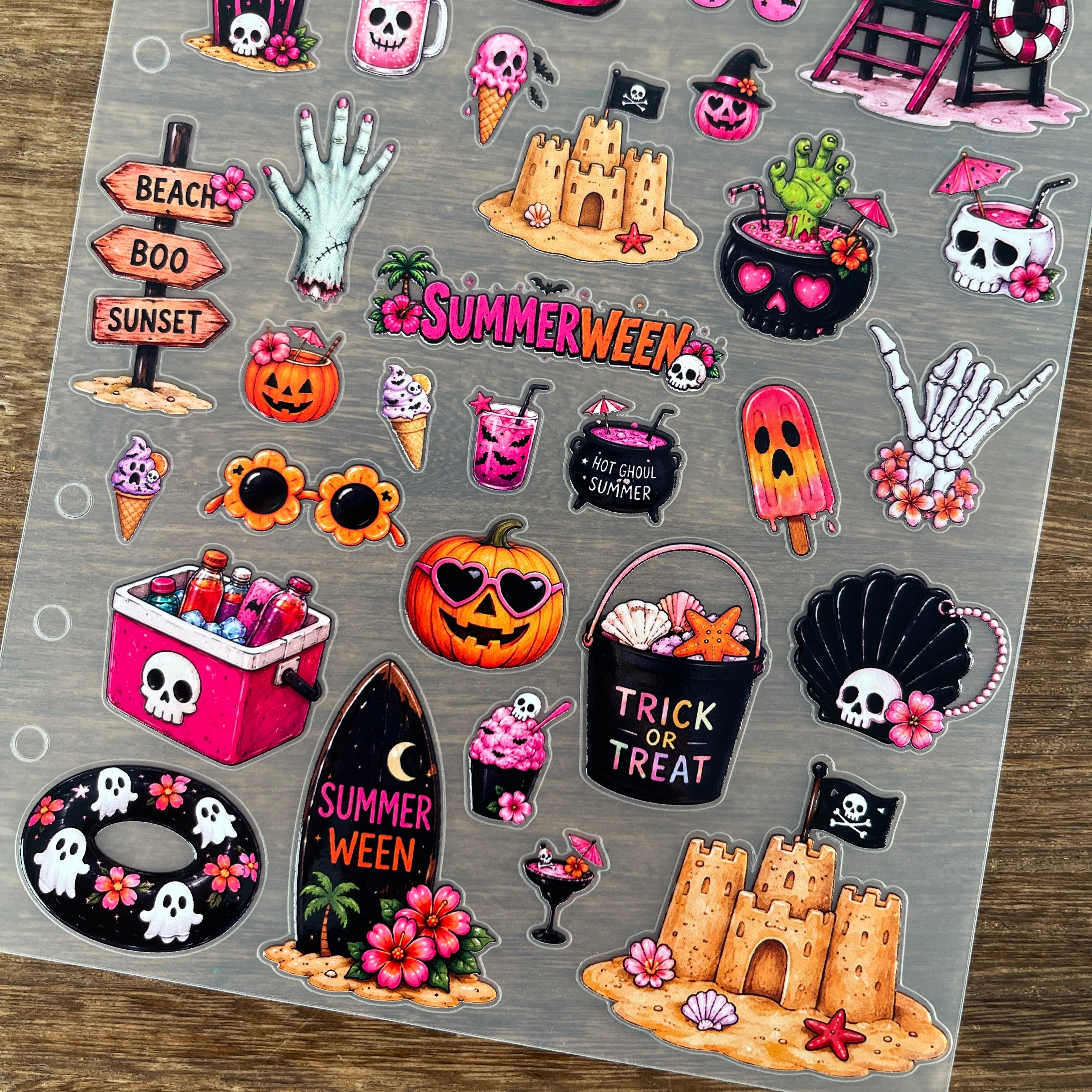 3D Summer Halloween Decor PET Sticker 1 Pcs