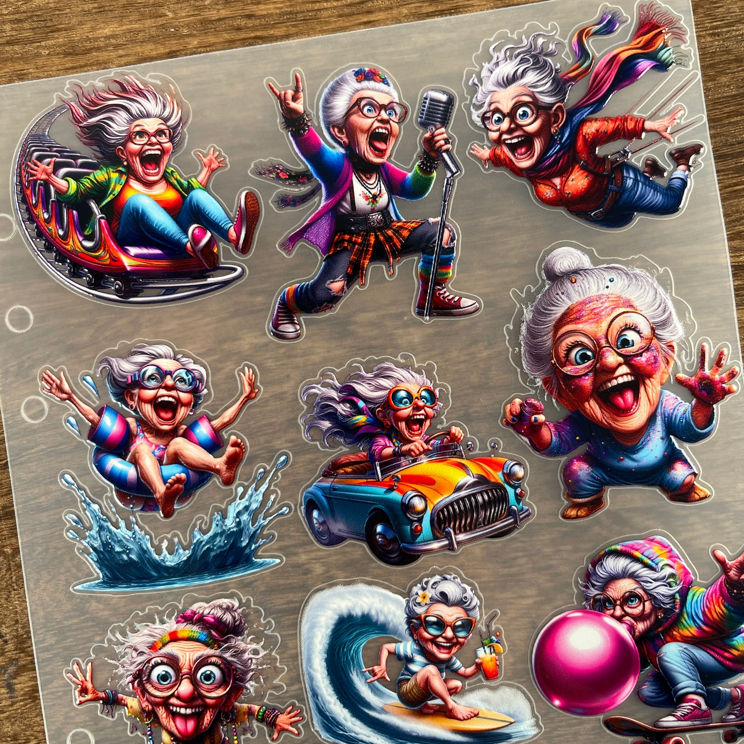 3D Happy Grandma PET Sticker 1 Pcs