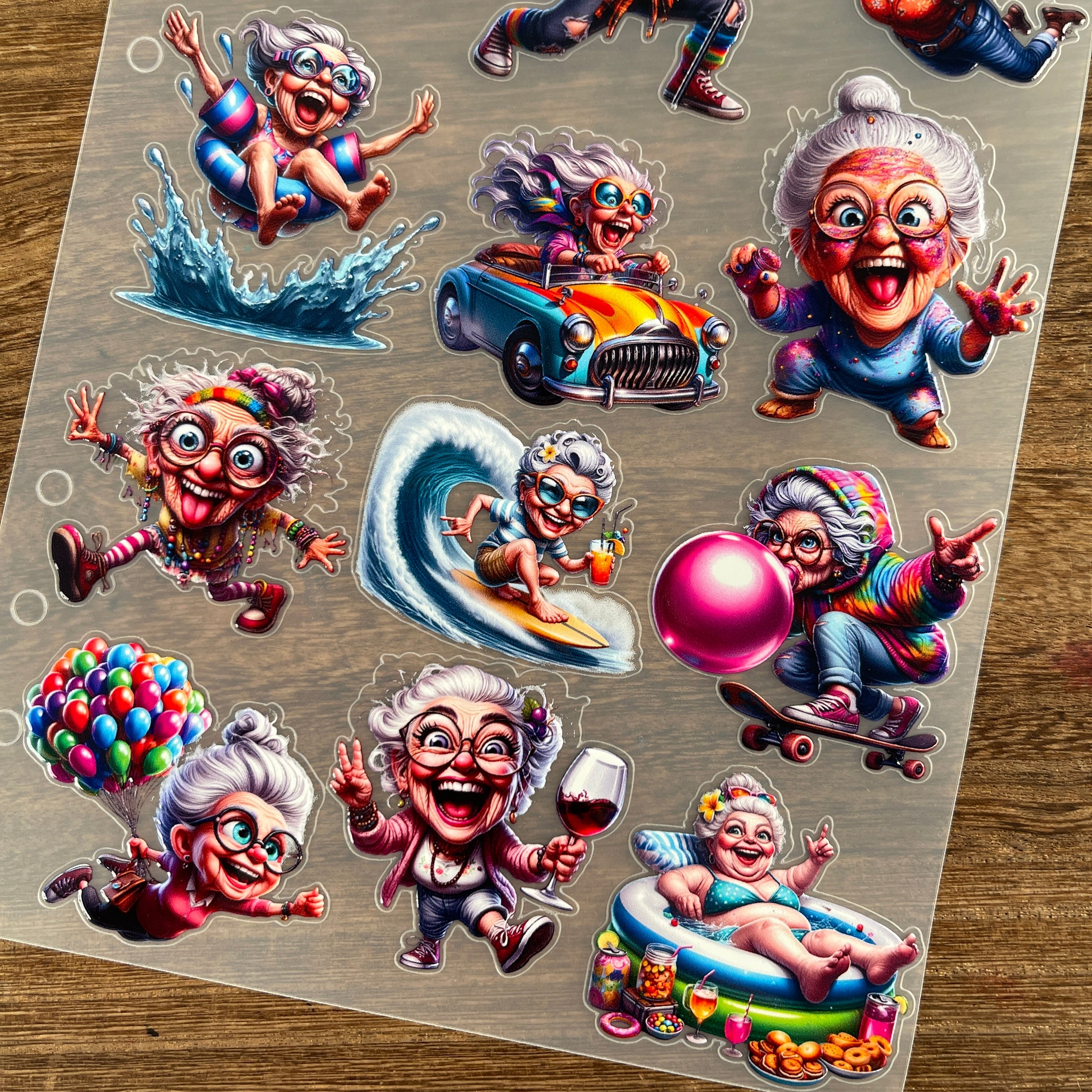 3D Happy Grandma PET Sticker 1 Pcs