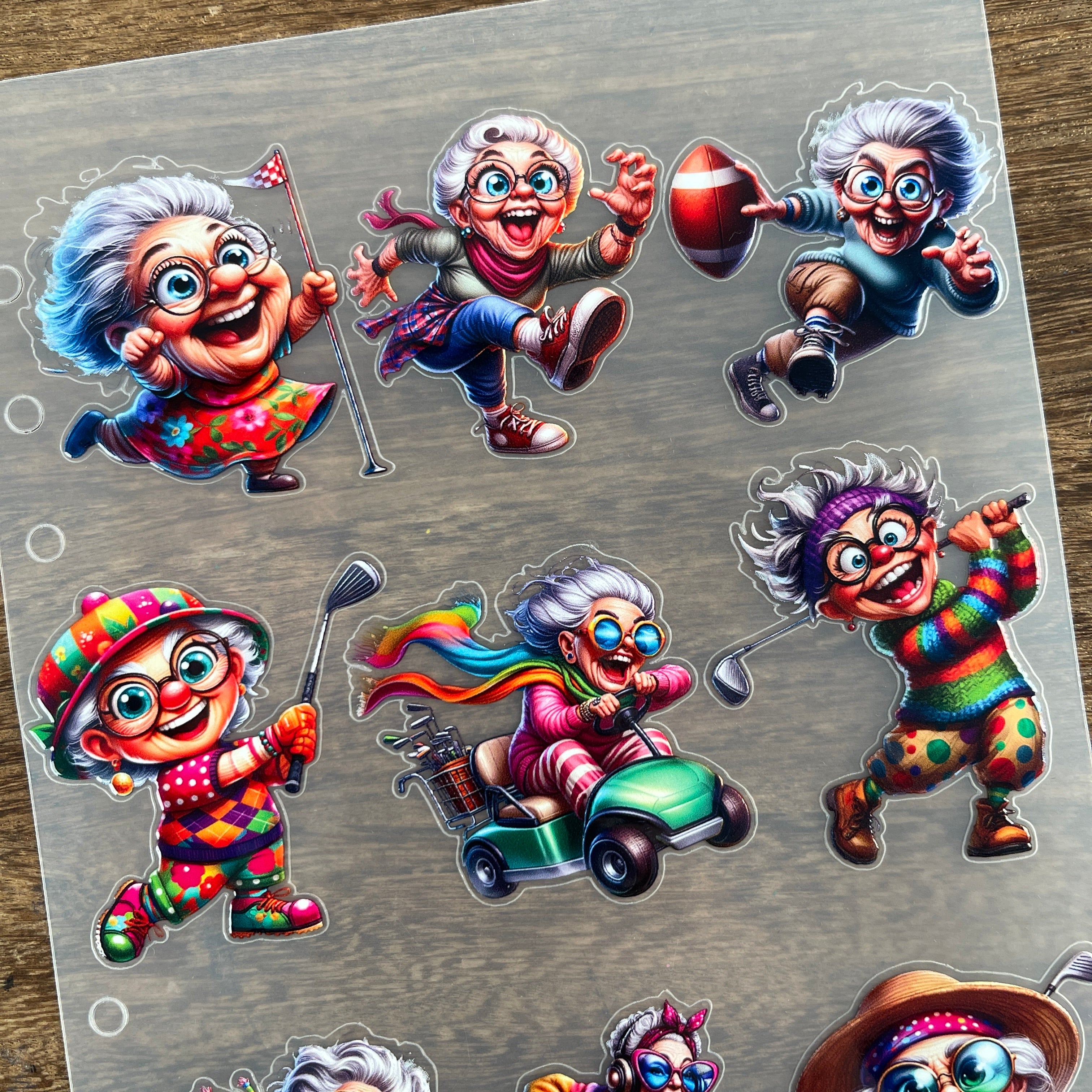 3D Sporty Grandma PET Sticker 1 Pcs