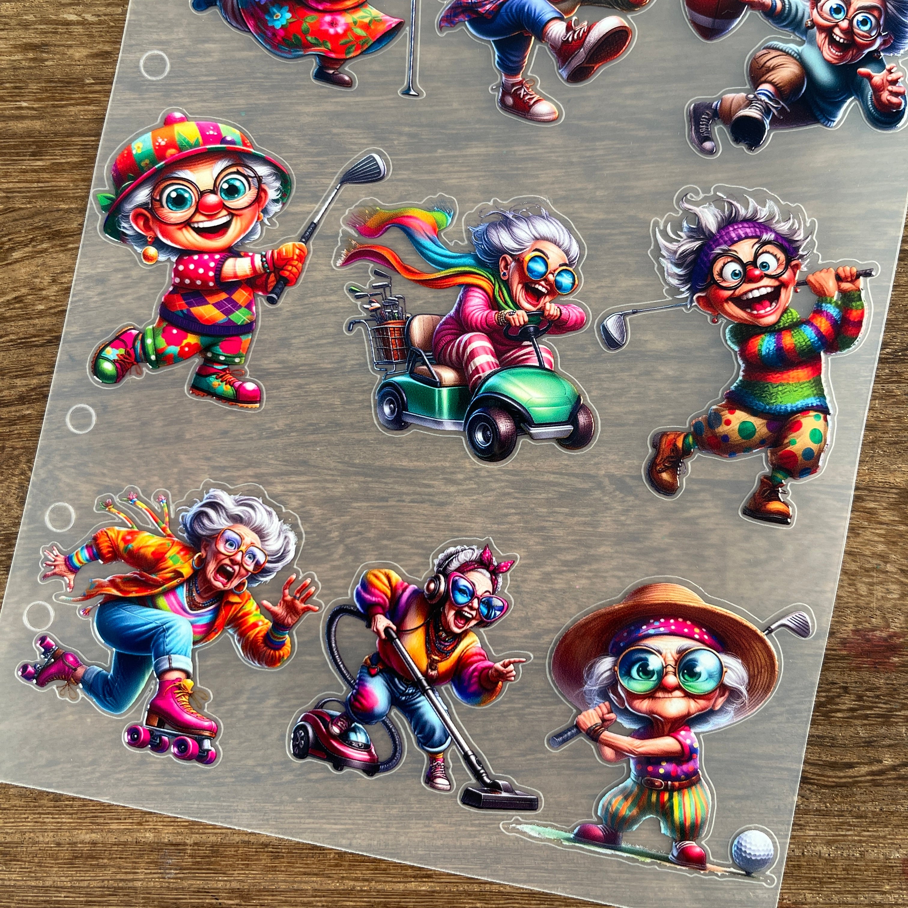 3D Sporty Grandma PET Sticker 1 Pcs