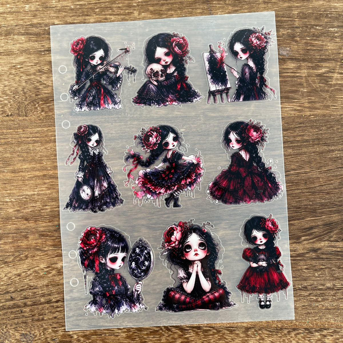 Full gothic girl doll (a) PET sticker sheet