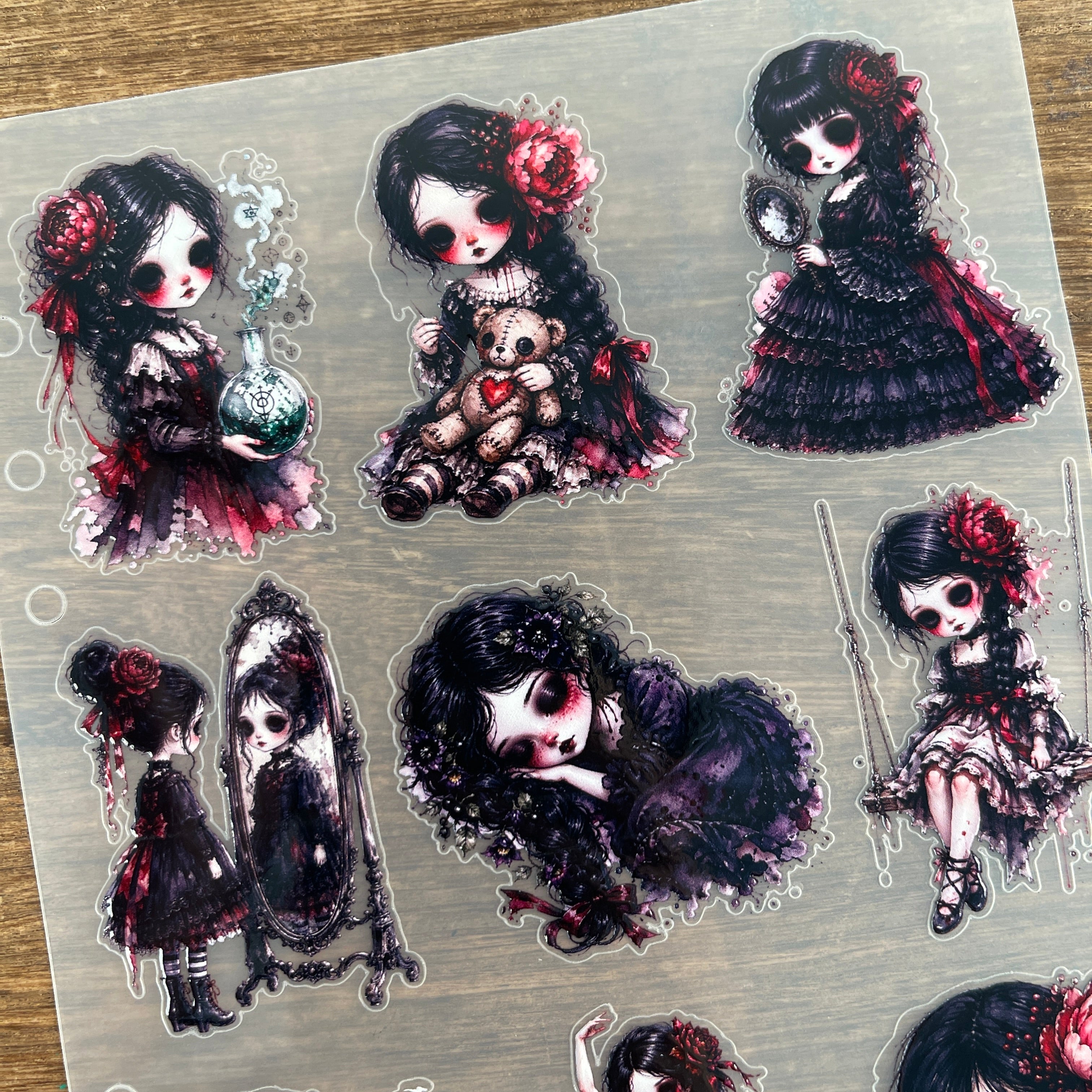 3D Gothic Girl Doll (B) PET Sticker 1 Pcs