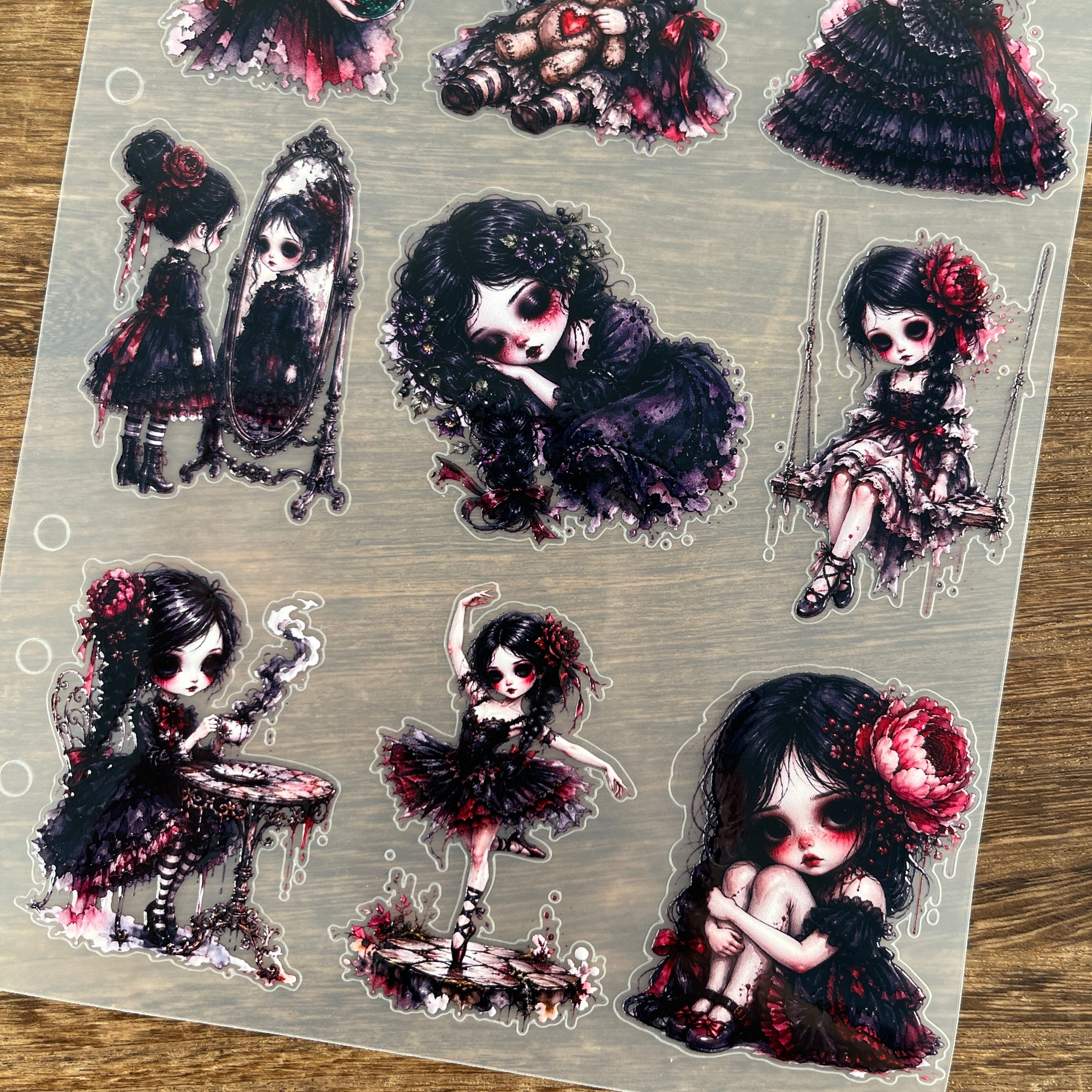 3D Gothic Girl Doll (B) PET Sticker 1 Pcs