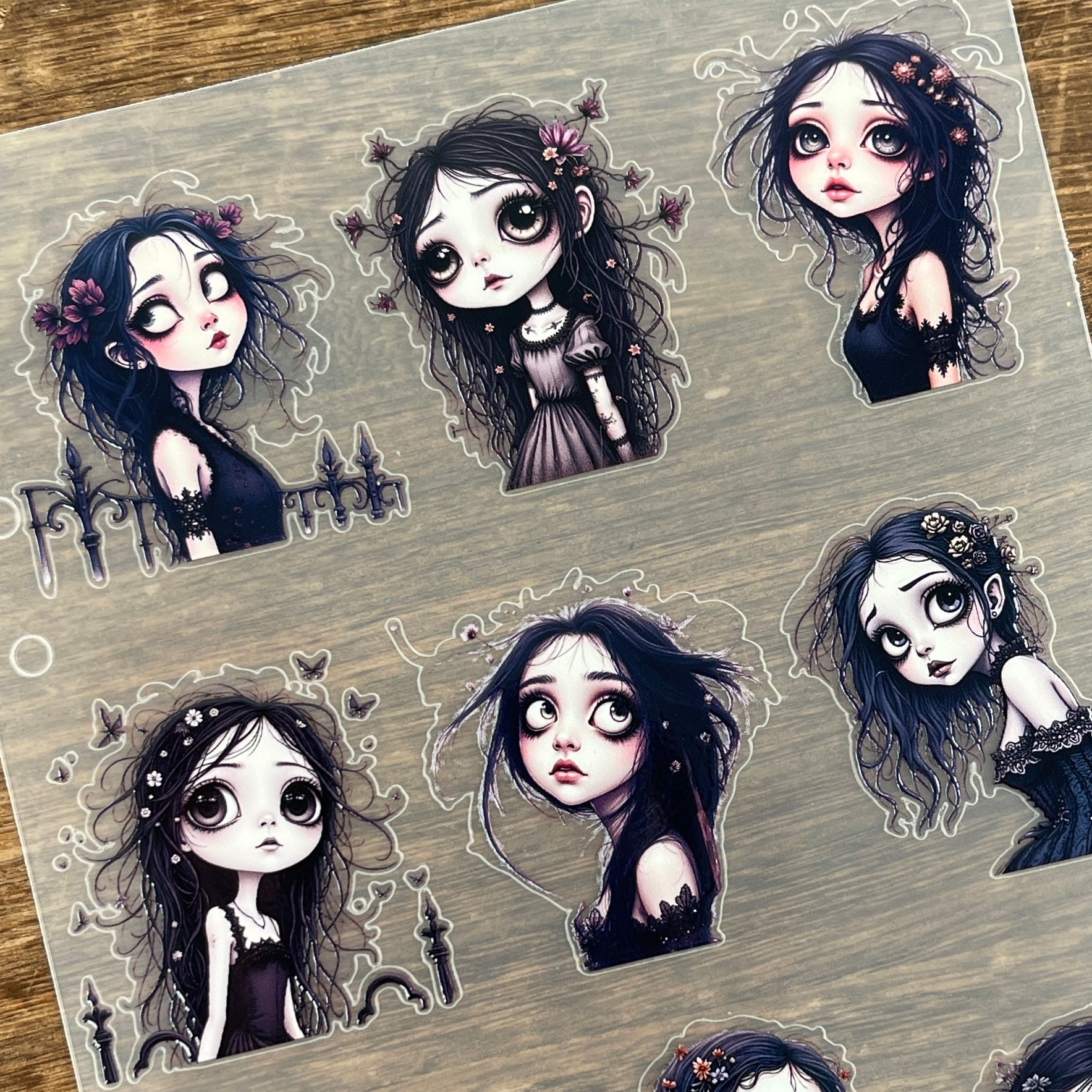 3D Dark Gothic Girl PET Sticker 1 Pcs