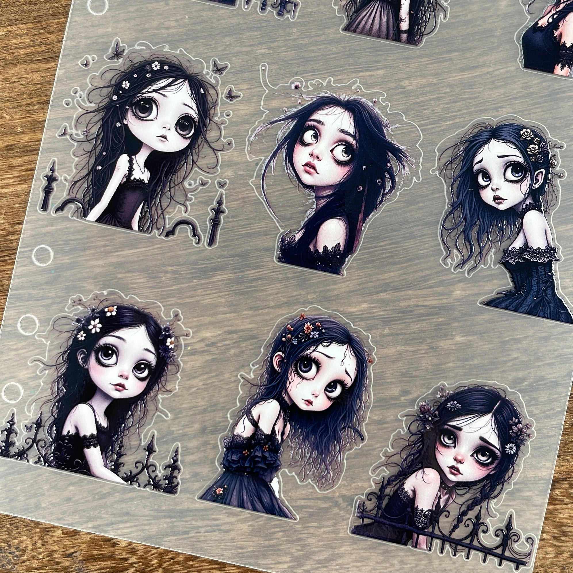 3D Dark Gothic Girl PET Sticker 1 Pcs