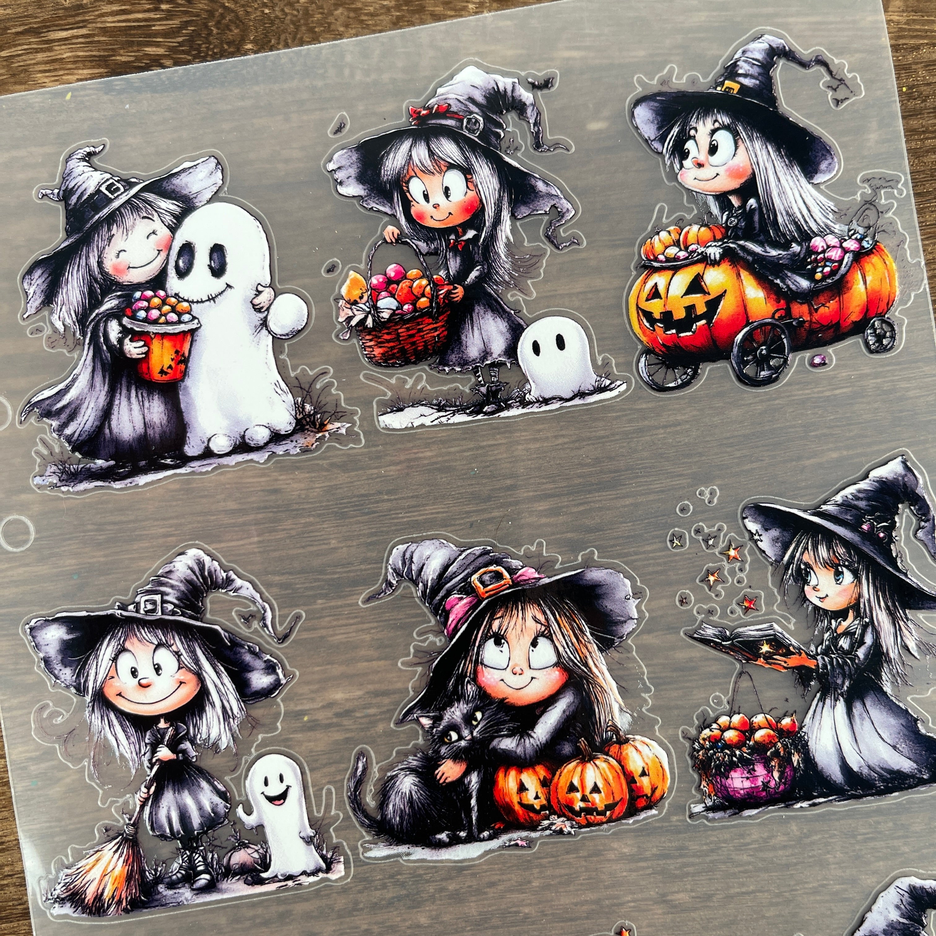 3D Cute Witch PET Sticker 1 Pcs