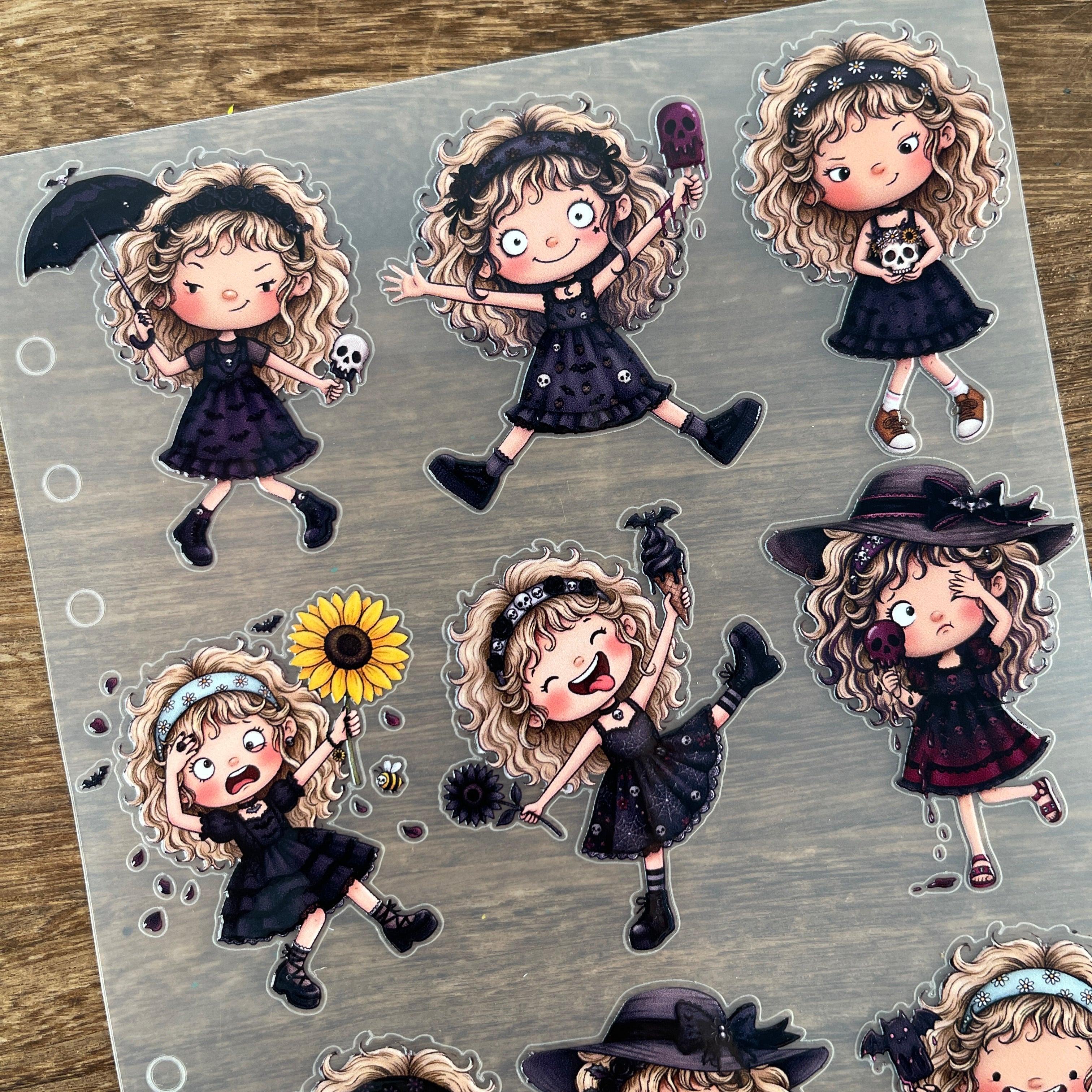3D Whimsical Little Girl PET Sticker 1 Pcs