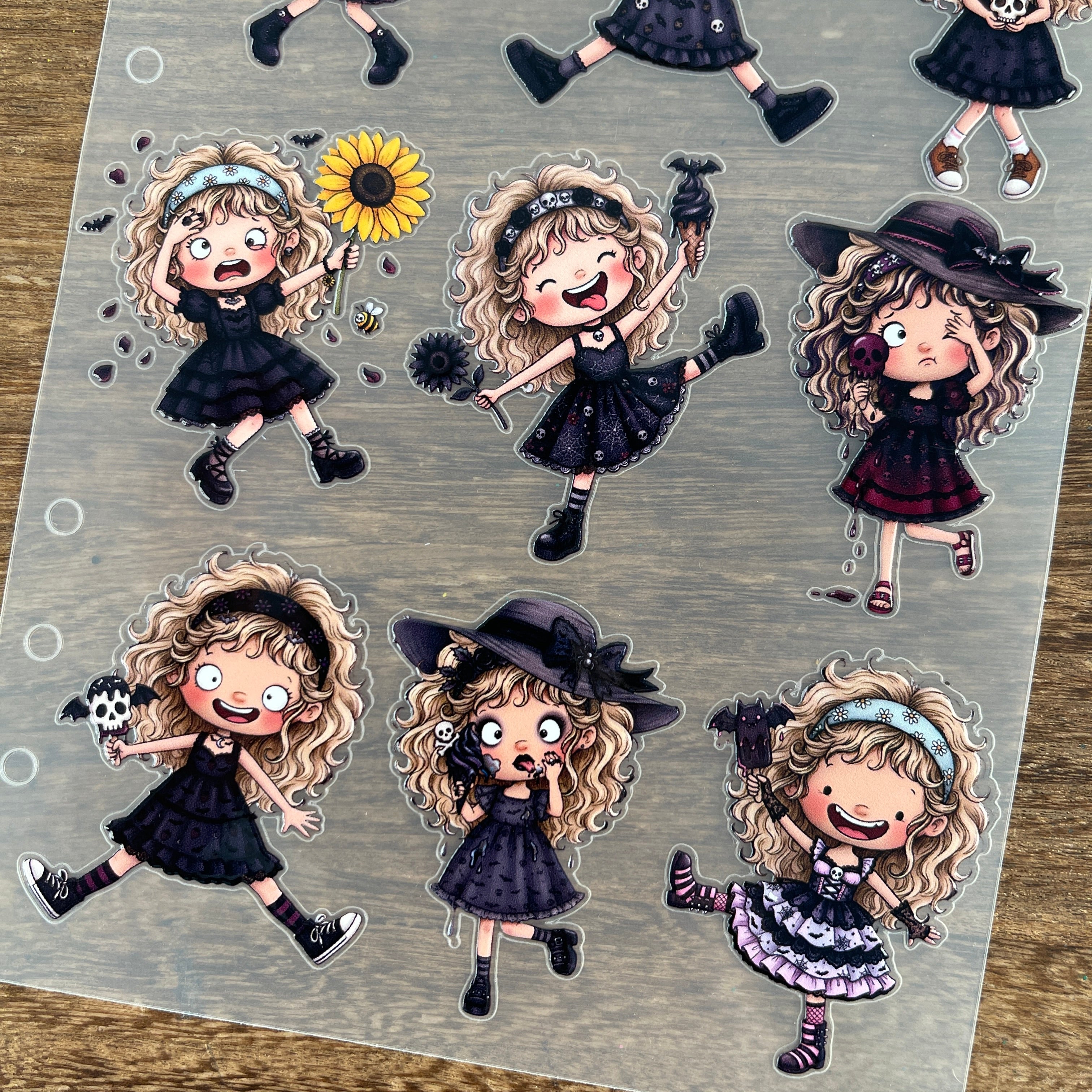 3D Whimsical Little Girl PET Sticker 1 Pcs