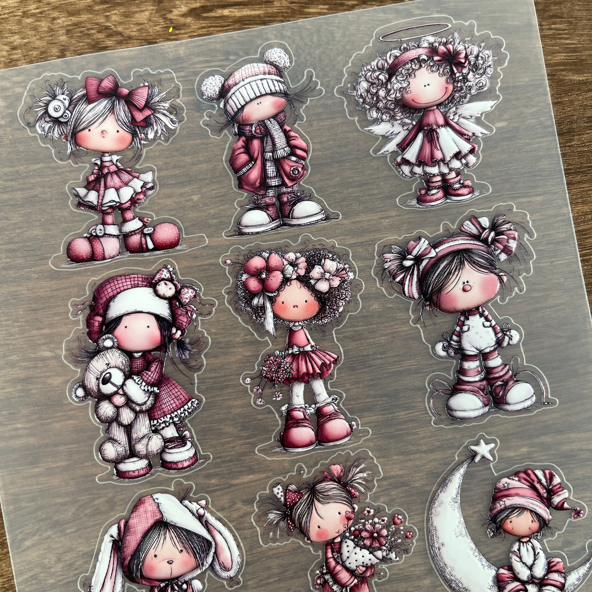3D Girl doll PET Stickers 1pcs