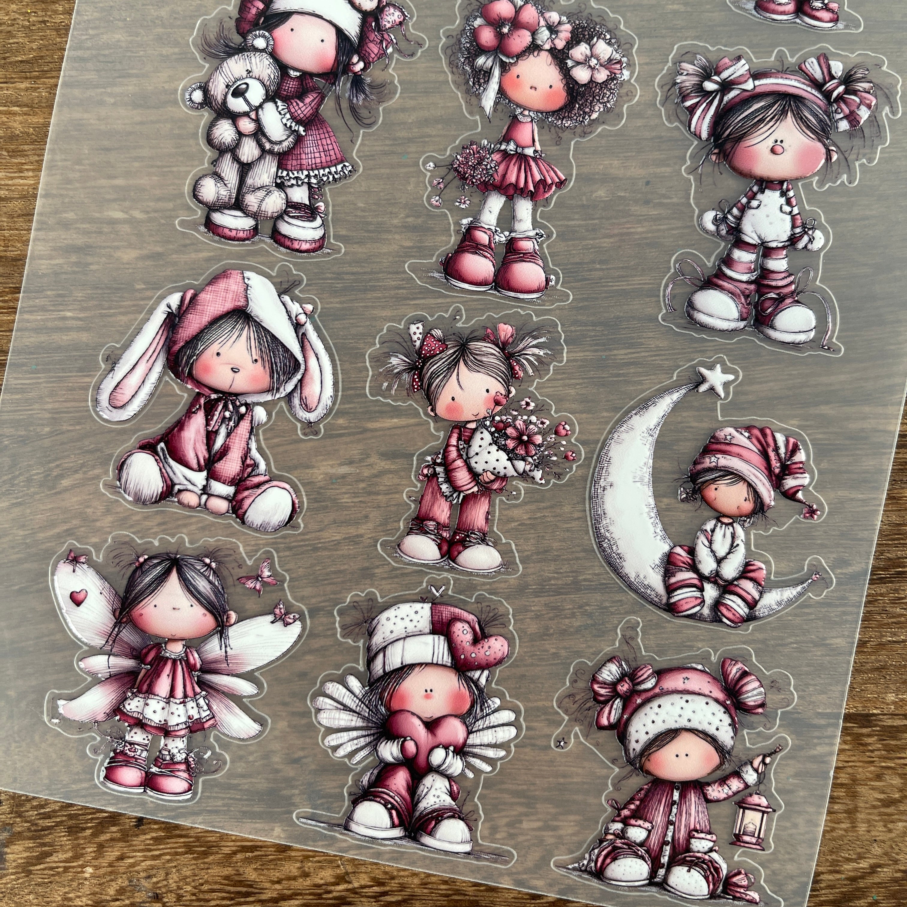 3D Girl doll PET Stickers 1pcs