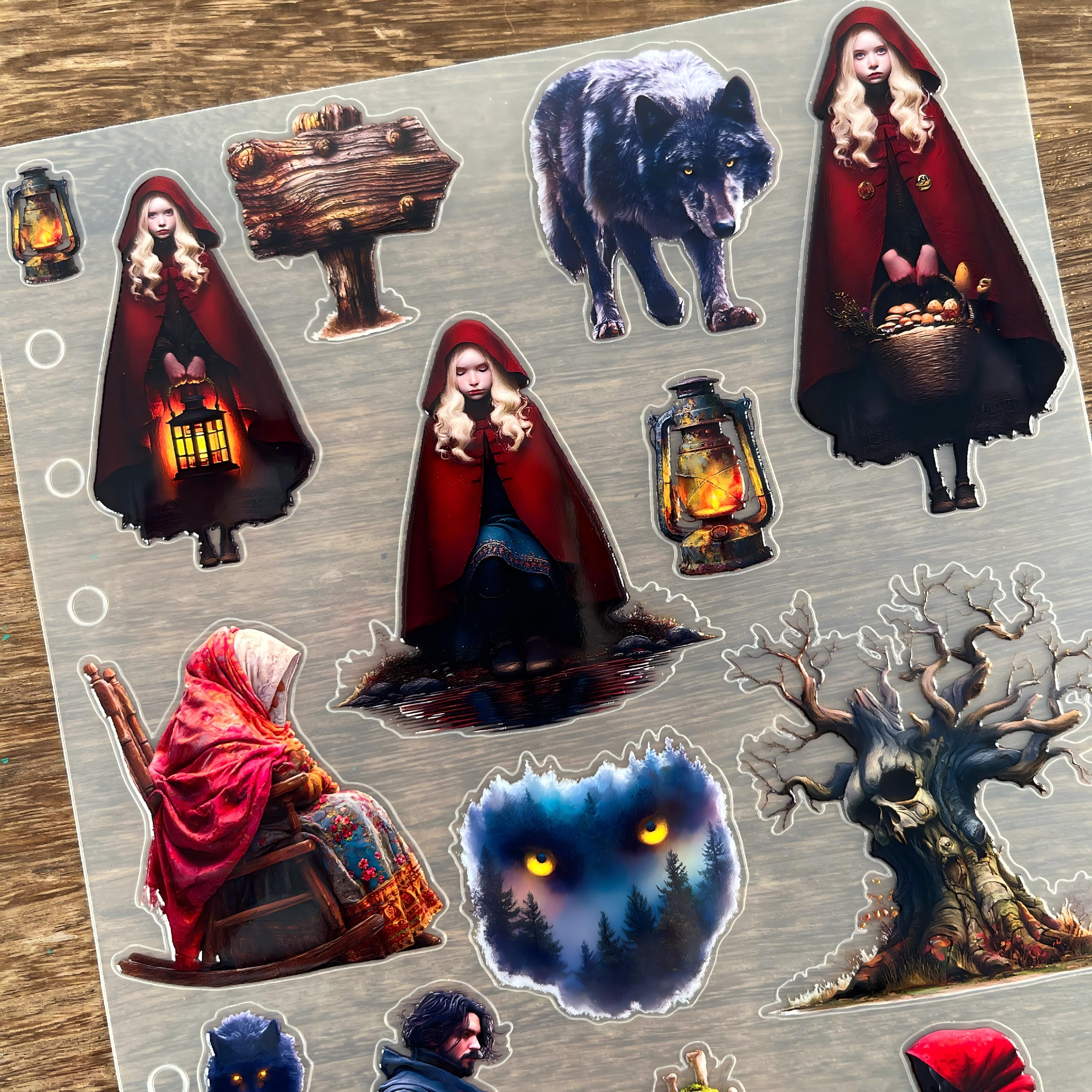 3D Little Red Riding Hood PET Sticker 1 Pcs