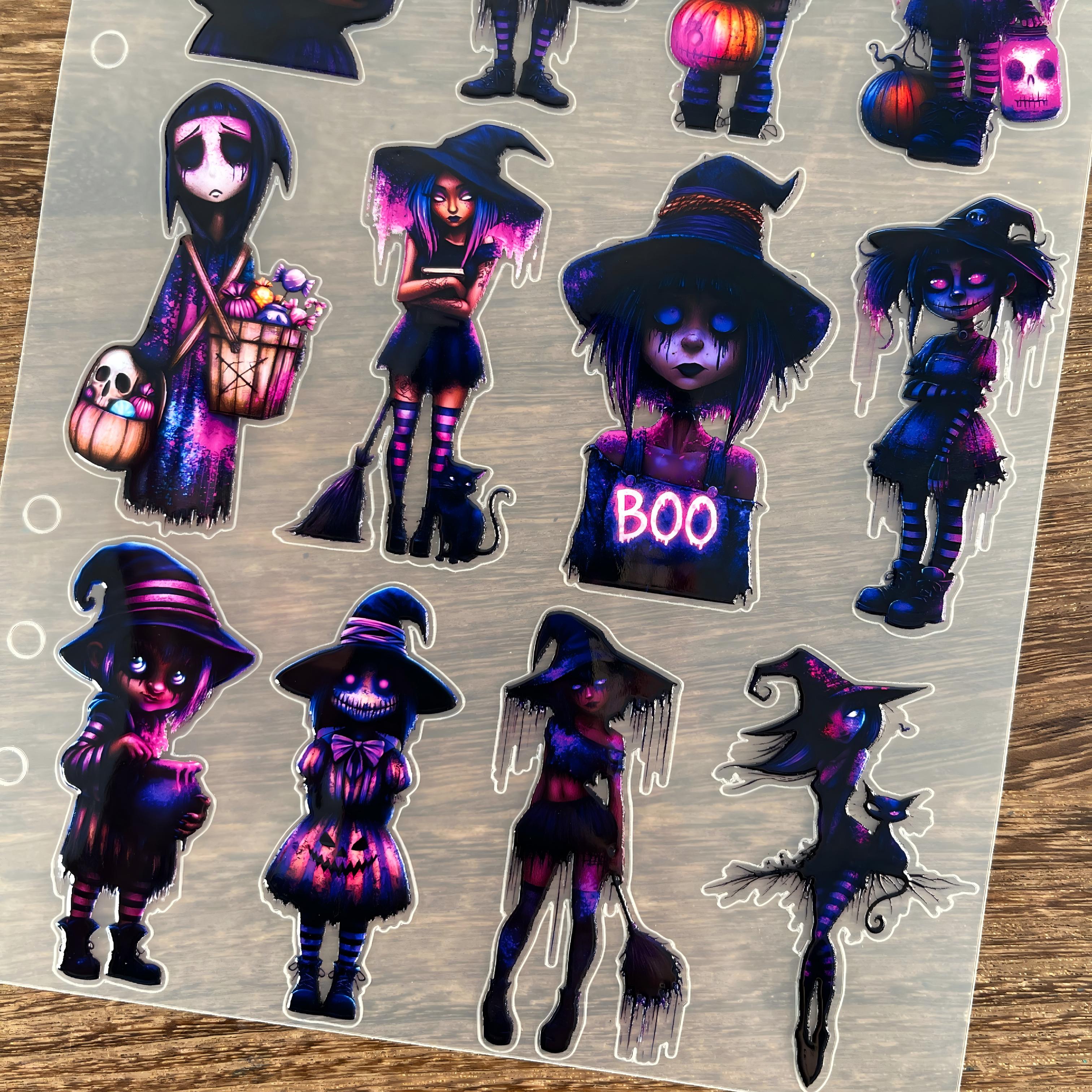 3D Neon Witch PET Sticker 1 Pcs