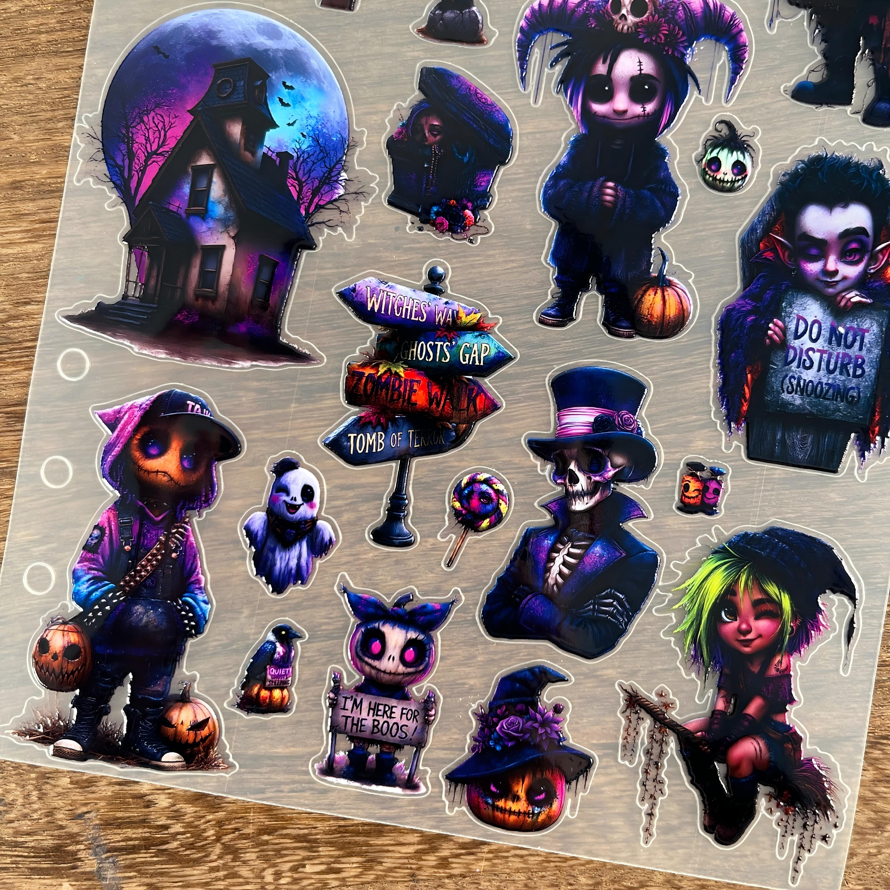 3D Fluorescent Purple Halloween PET Sticker 1 Pcs