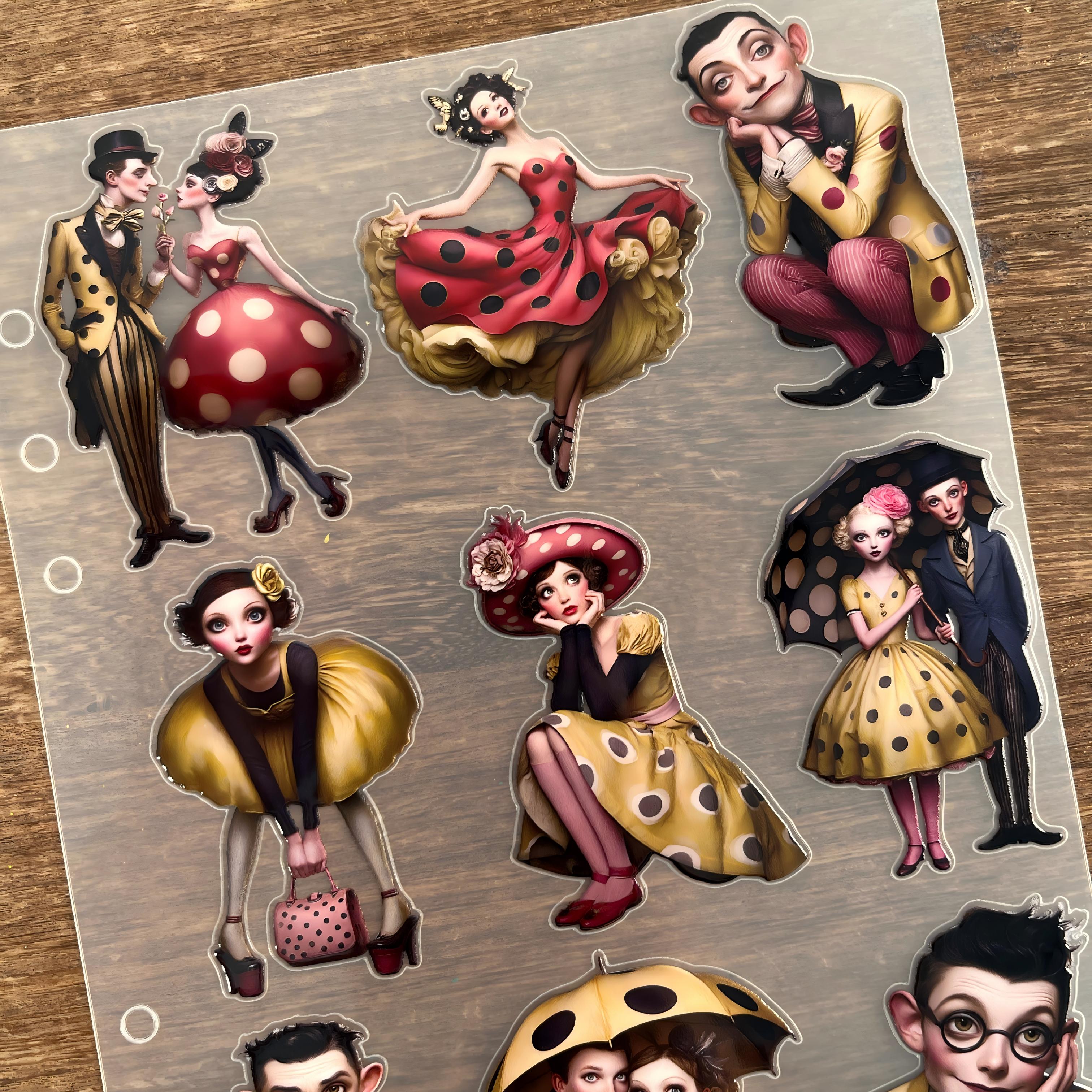 3D Polka dot Character PET Sticker 1 Pcs