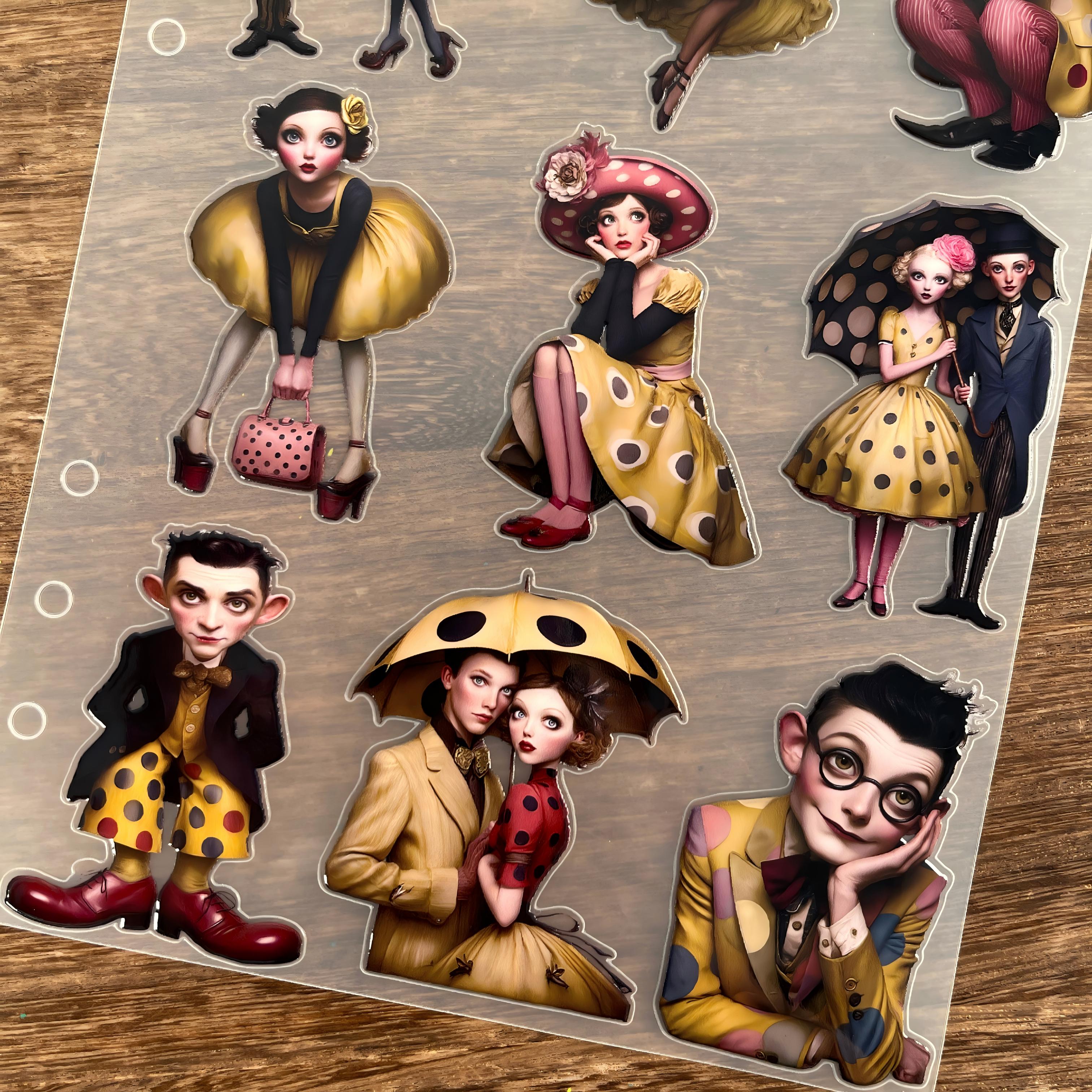 3D Polka dot Character PET Sticker 1 Pcs