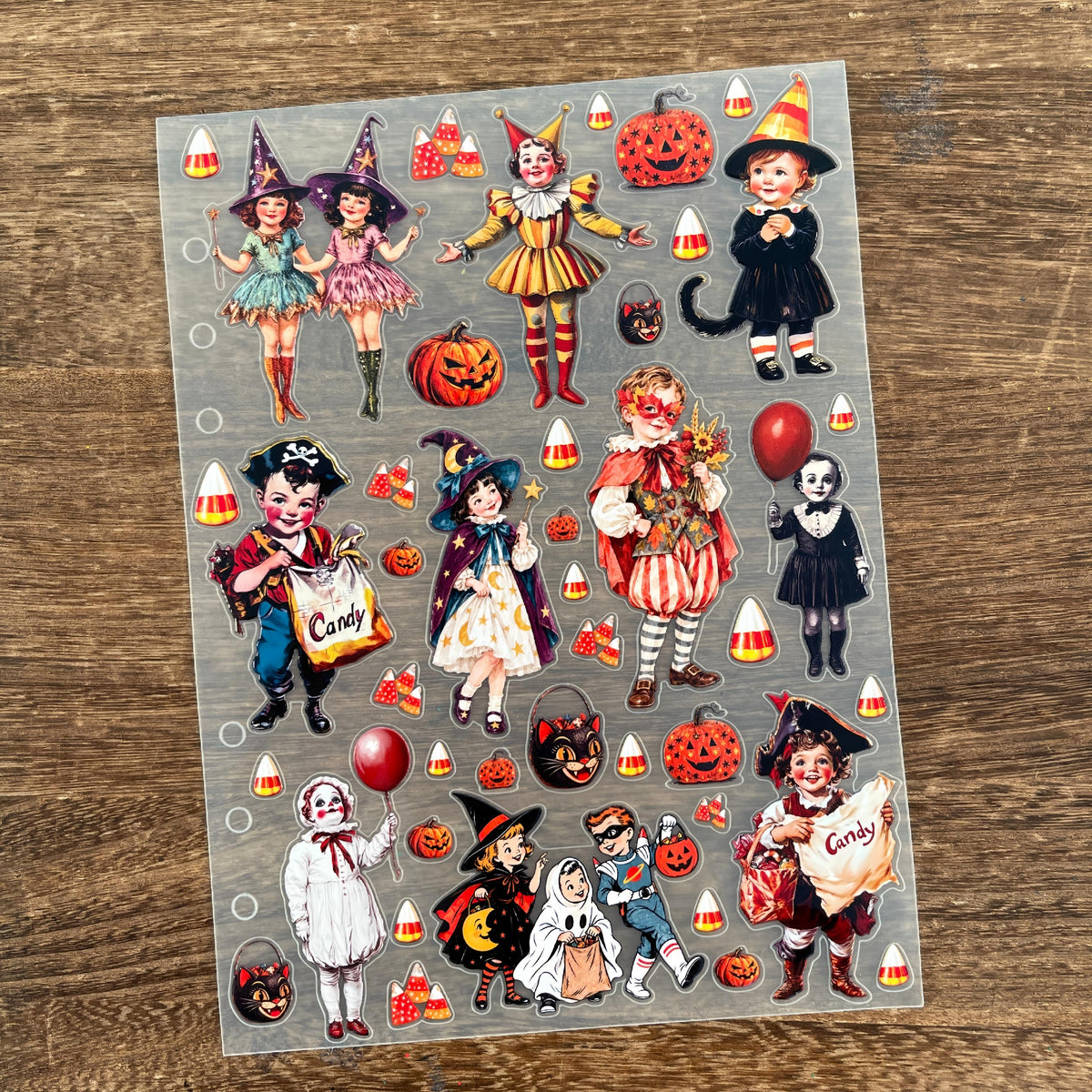 Full vintage halloween kids PET sticker sheet