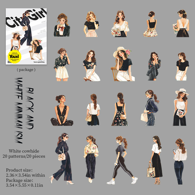 0715 City girl Solid sticker -20Pcs each pack