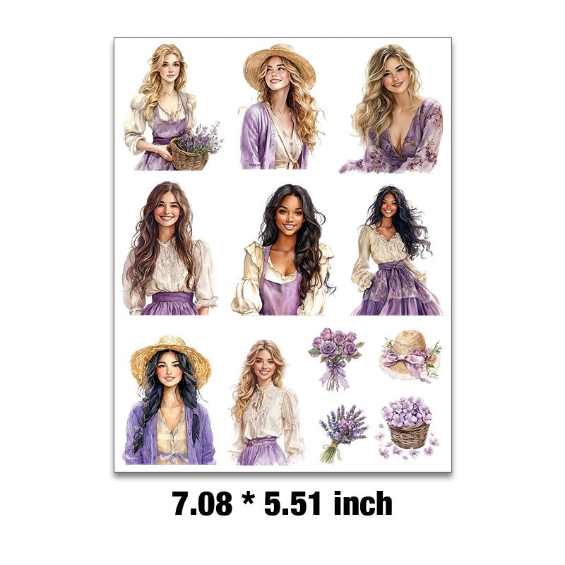 Purple lavender Girl Embossed sticker 1 Pcs