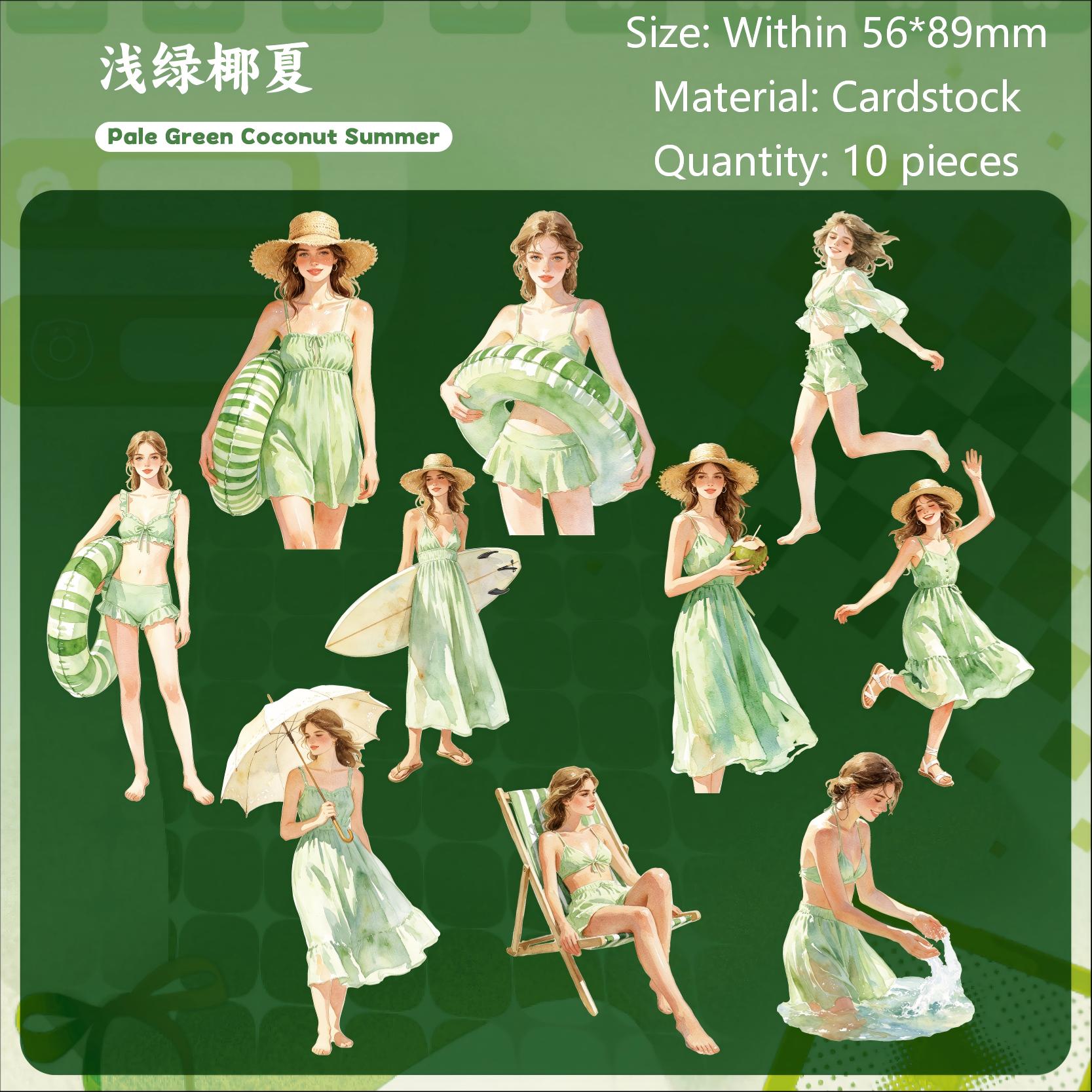 Summer Girl Cardstock Stickers -10Pcs each pack