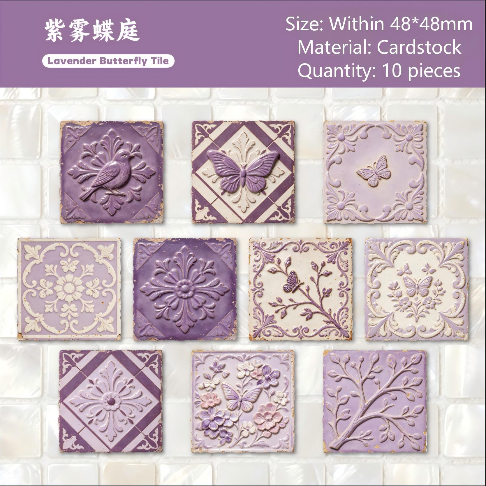 Vintage Embossed Tile Cardstock Stickers -10Pcs each pack