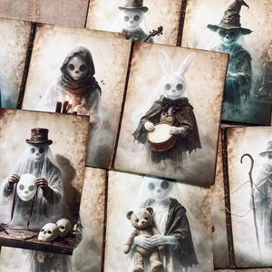 Vintage Ghost Halloween papers layered
