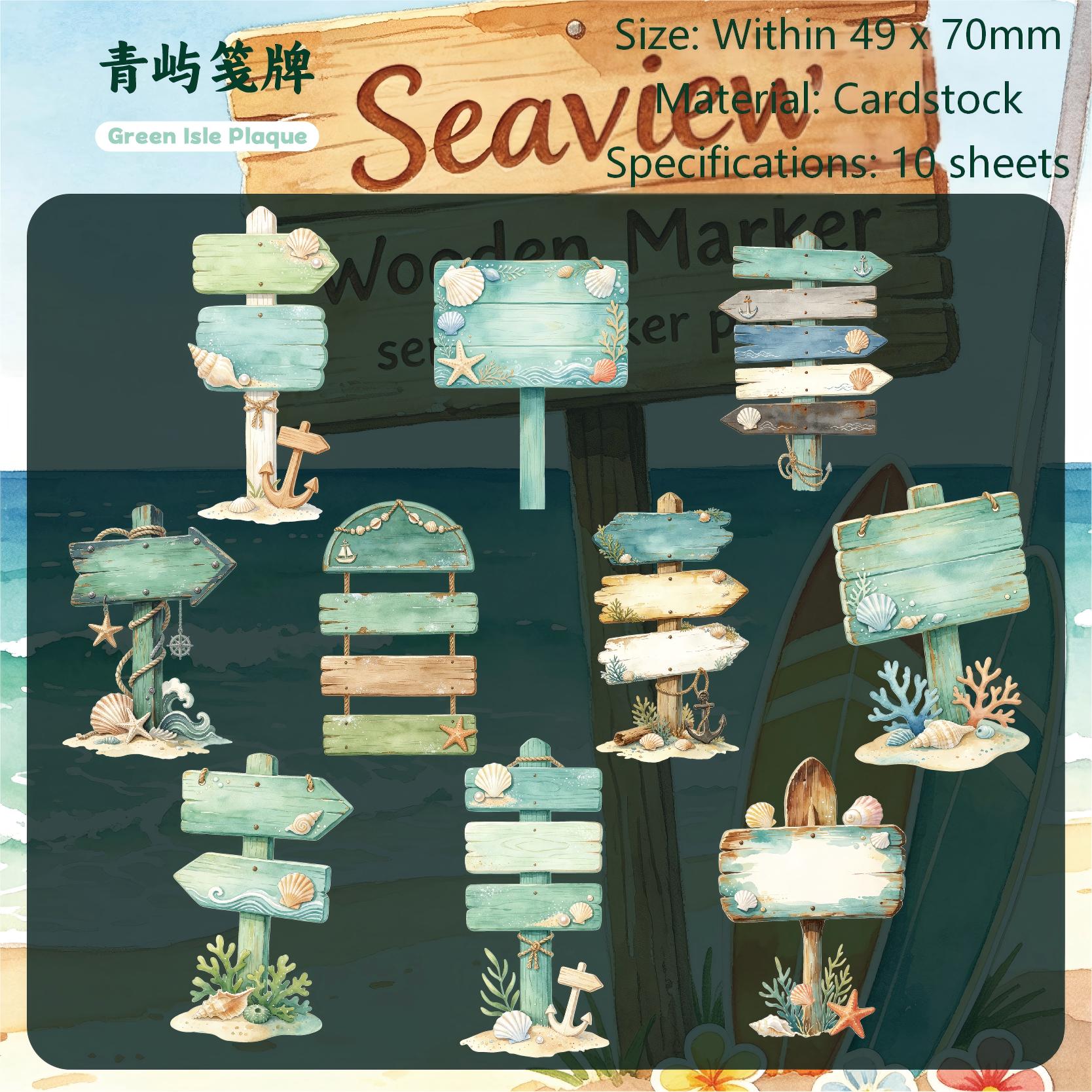 Seaview Wooden Marker Cardstock Stickers -10Pcs each pack