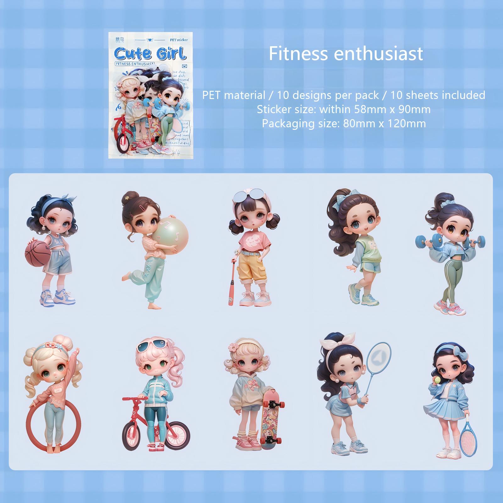 Cute Girl PET sticker -10Pcs each pack