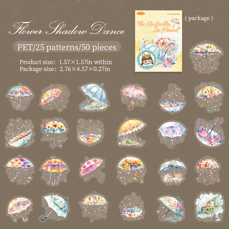 Umbrella PET Sticker -50Pcs each pack