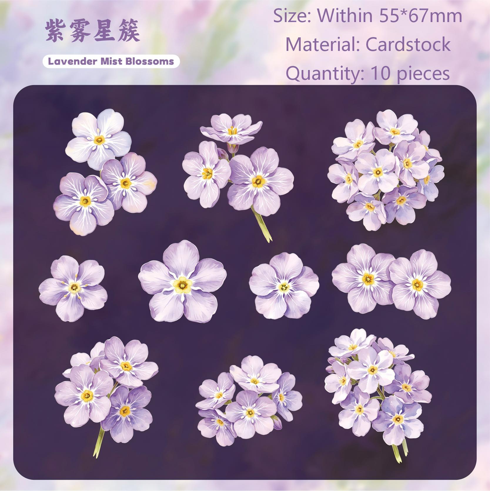 Soft Floral Cardstock Stickers -10Pcs each pack
