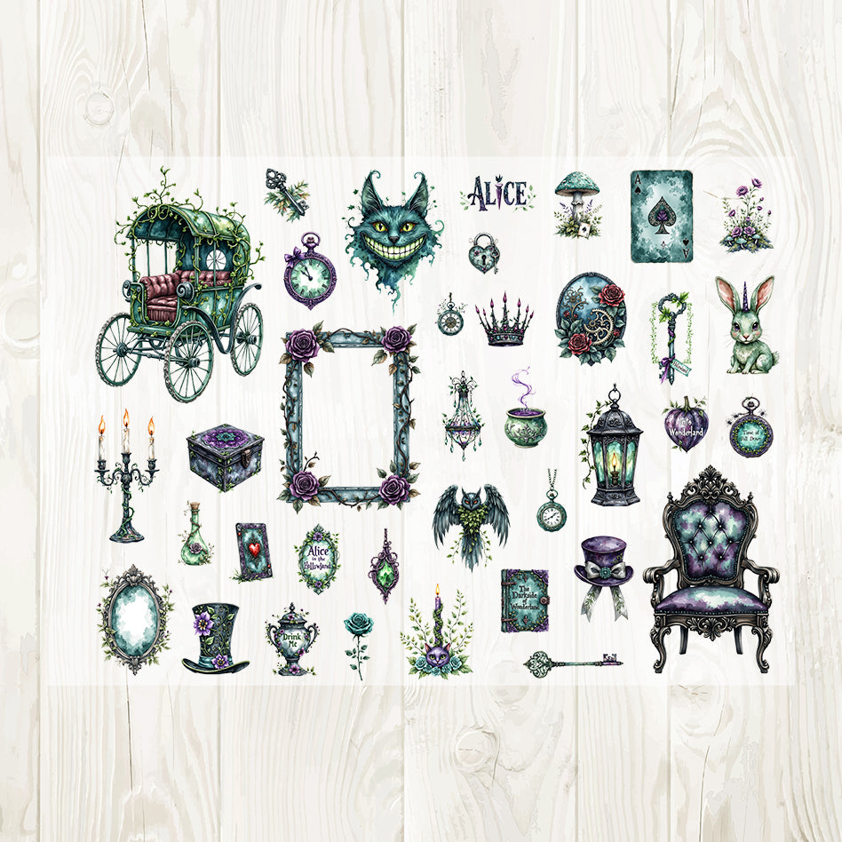 A4 Alice in Halloween matte PET pre-cut large sticker 1 pack 3 sheets