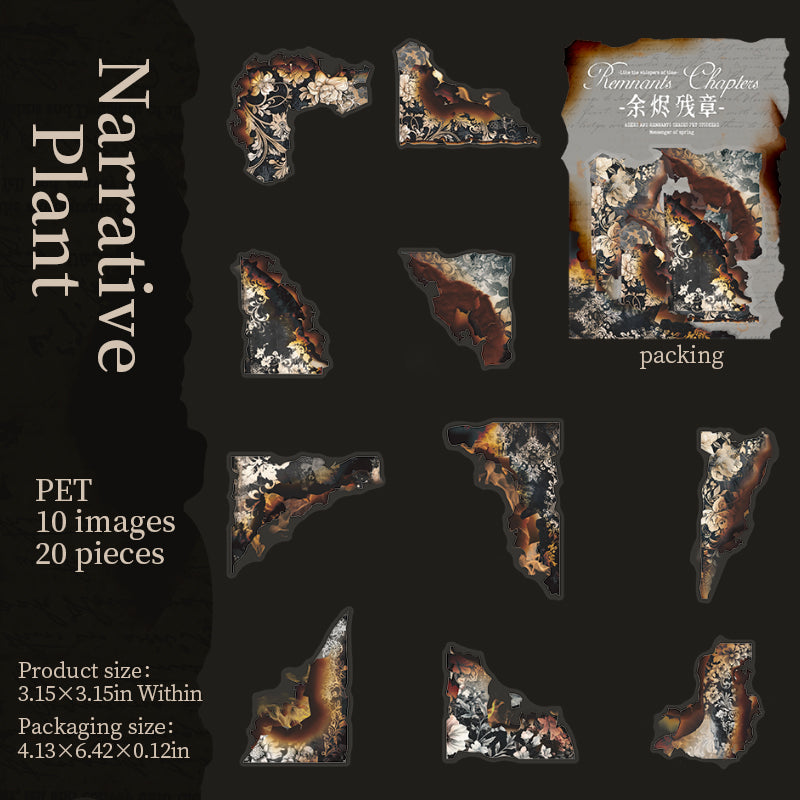Burnt remains of paperk PET sticker -20Pcs each pack