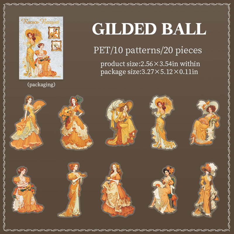 Vintage Rococo banquet PET Sticker -20Pcs each pack
