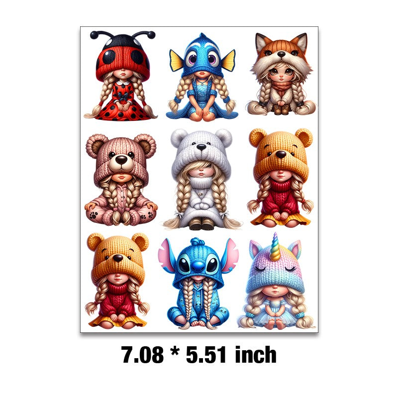 E-26- Cute little girl Embossed sticker 1 Pcs