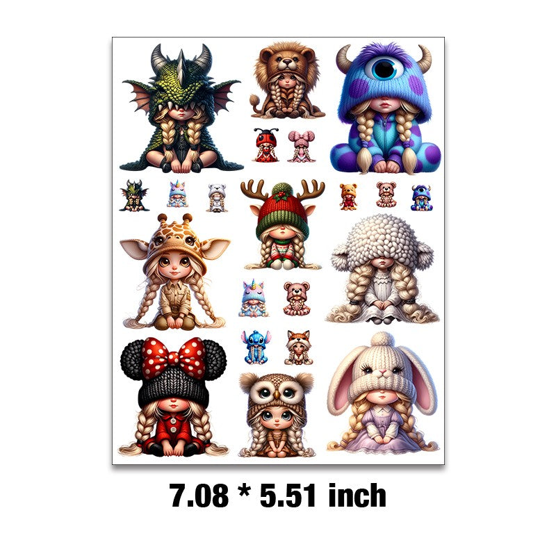 E-27- Cute little girl Embossed sticker 1 Pcs