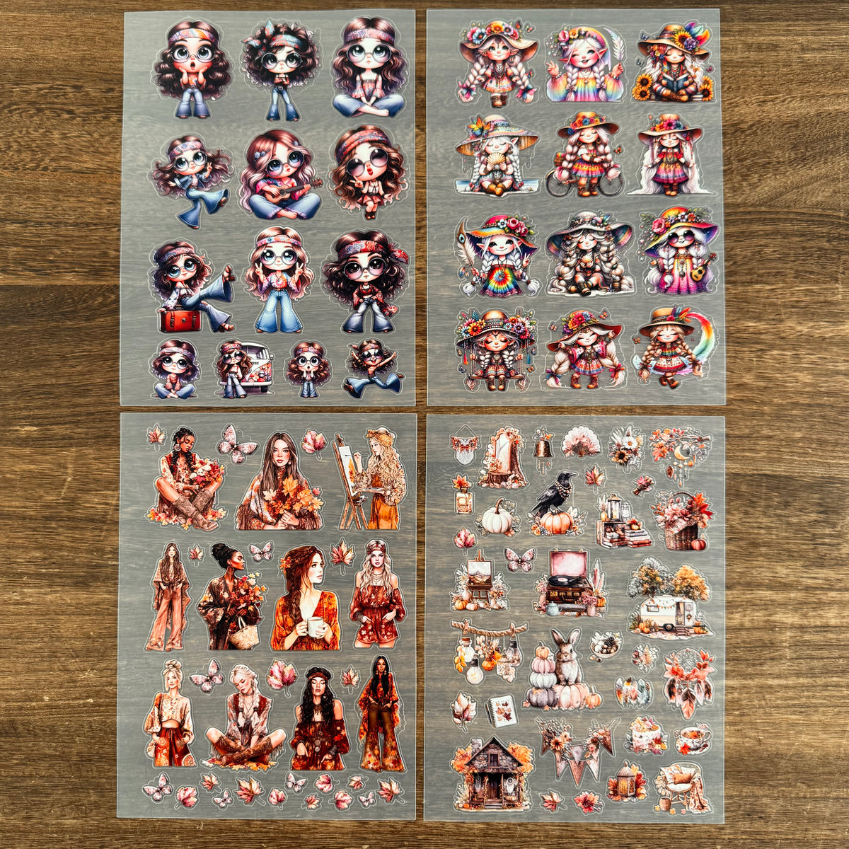 Boho girl 3D sticker sheets