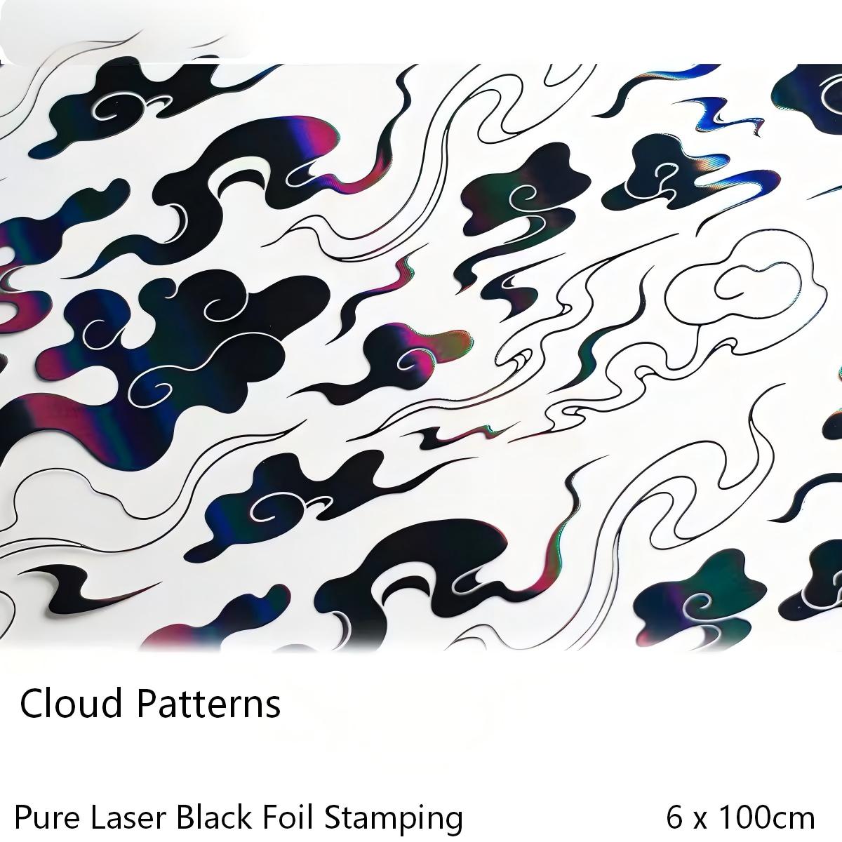 Cloud Pattern Pure Laser Black Foil Stamping PET Tape (6 x 100 cm) 1 loop