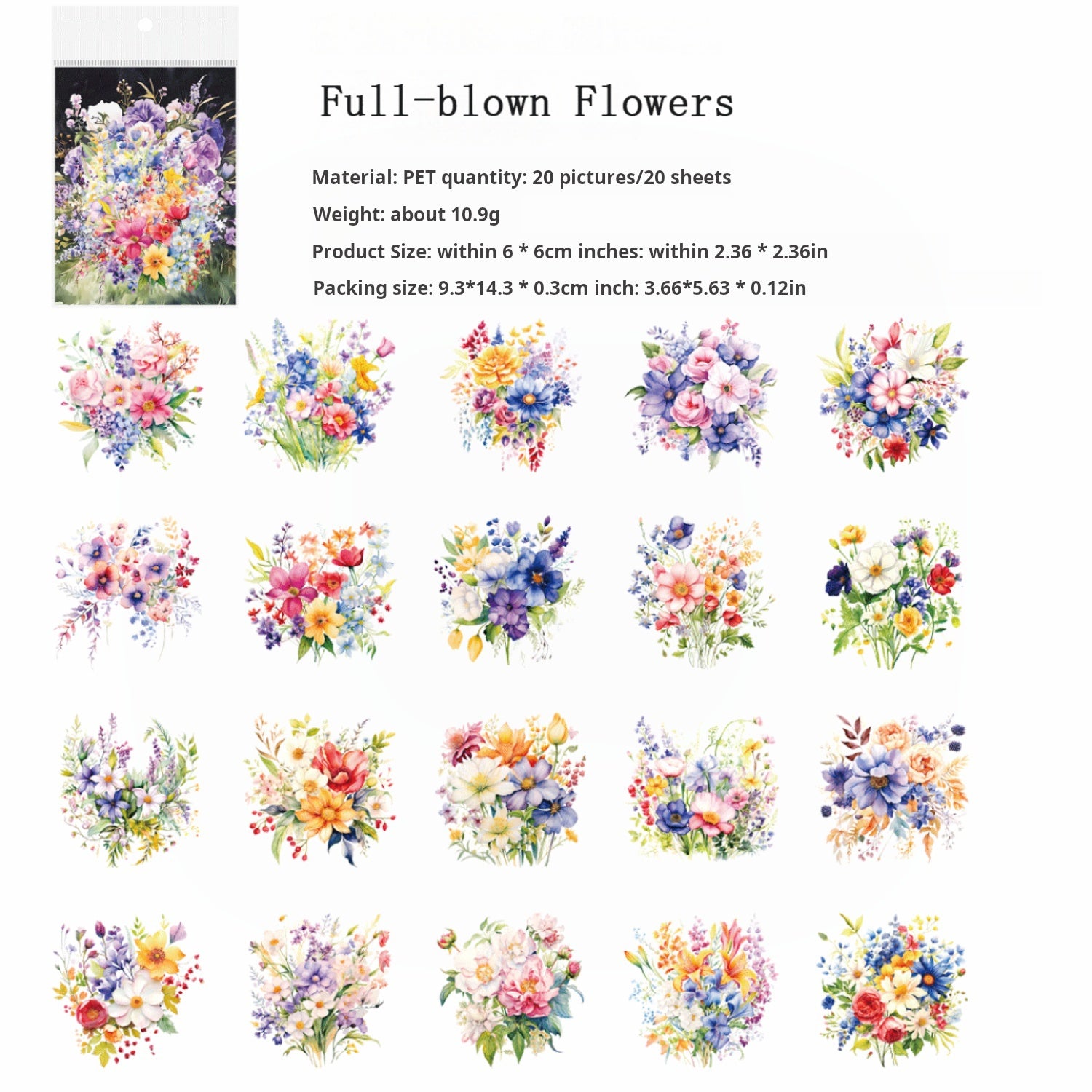 0402 Garden Impression Series PET Sticker -20Pcs each pack