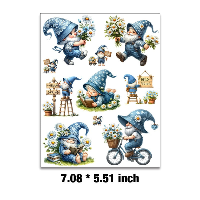 E-28- Daisy gnome Embossed sticker 1 Pcs