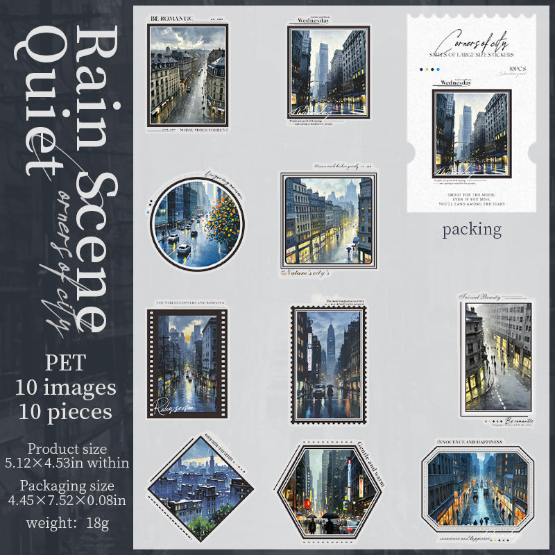 0405 Corners of city Series PET Sticker -10Pcs each pack