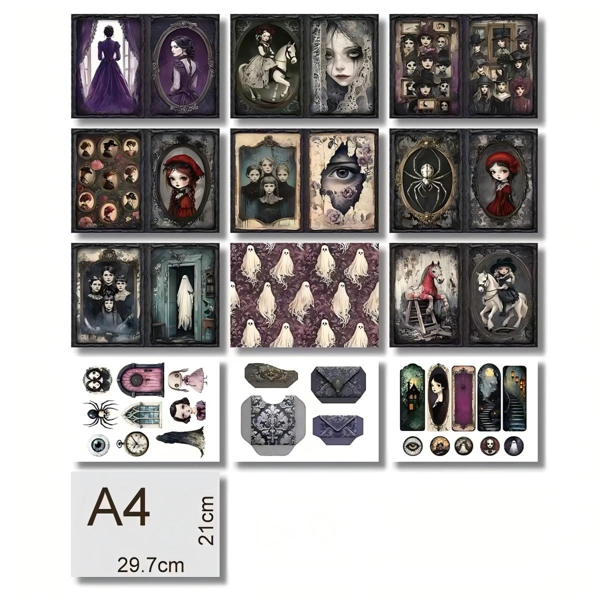 Gothic Dark Halloween Girl paper overview