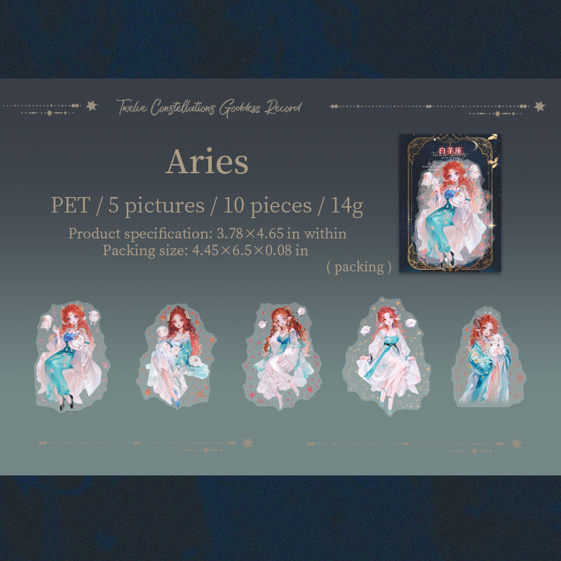 Zodiac PET sticker -10Pcs each pack