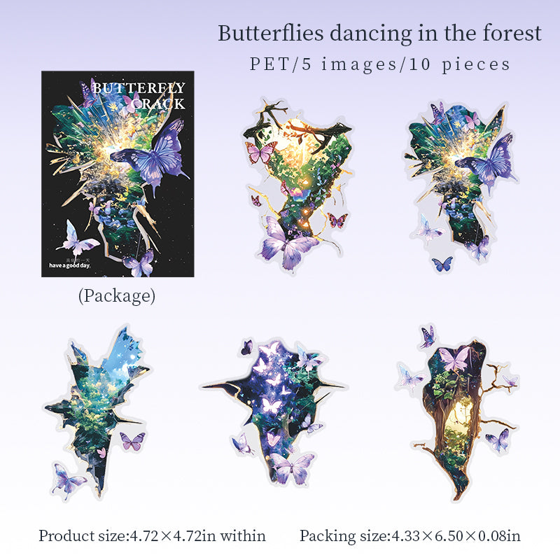 Cracked Butterfly Whispers PET Stickers -10Pcs each pack
